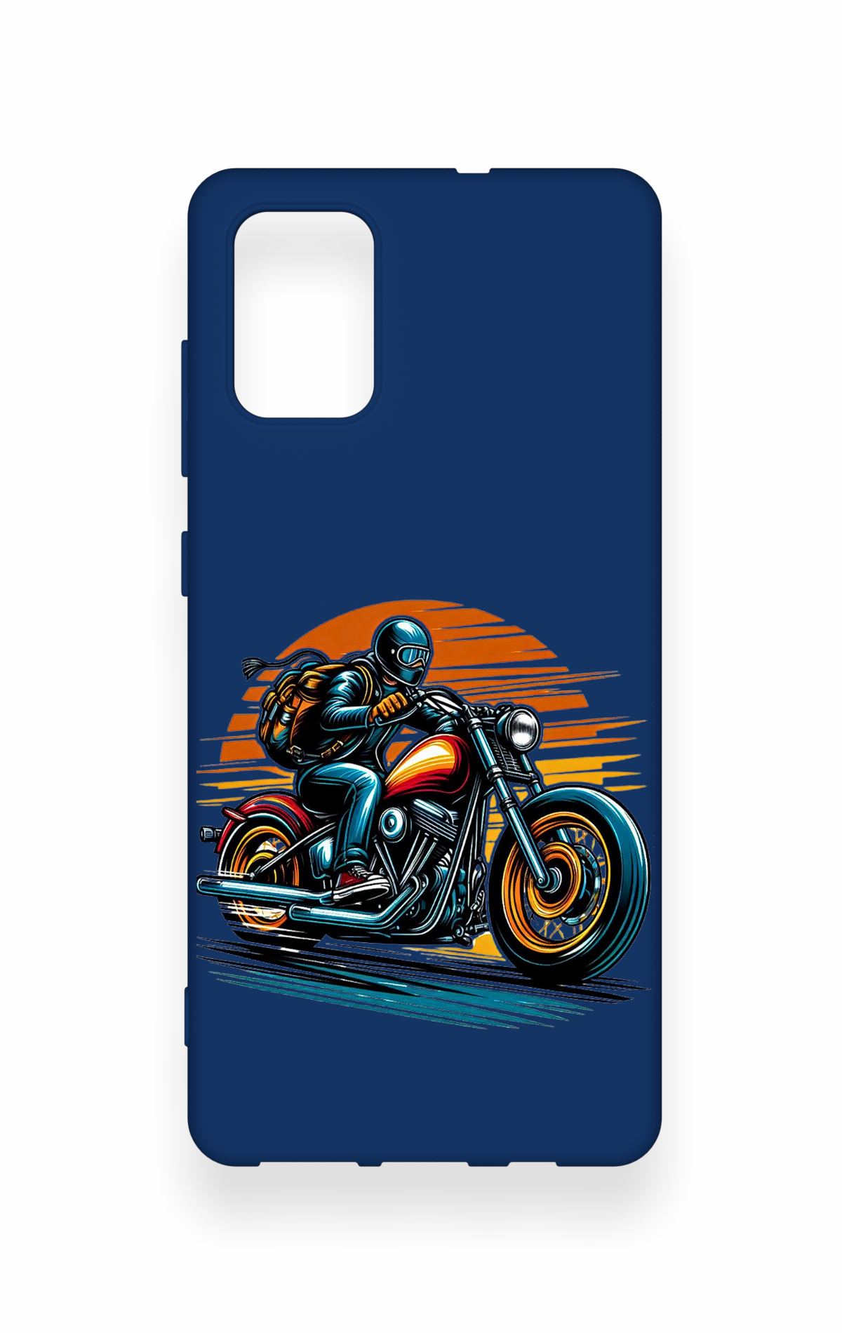 Samsung-A71 Uyumlu Moto Rider Desenli Silikon Kılıf