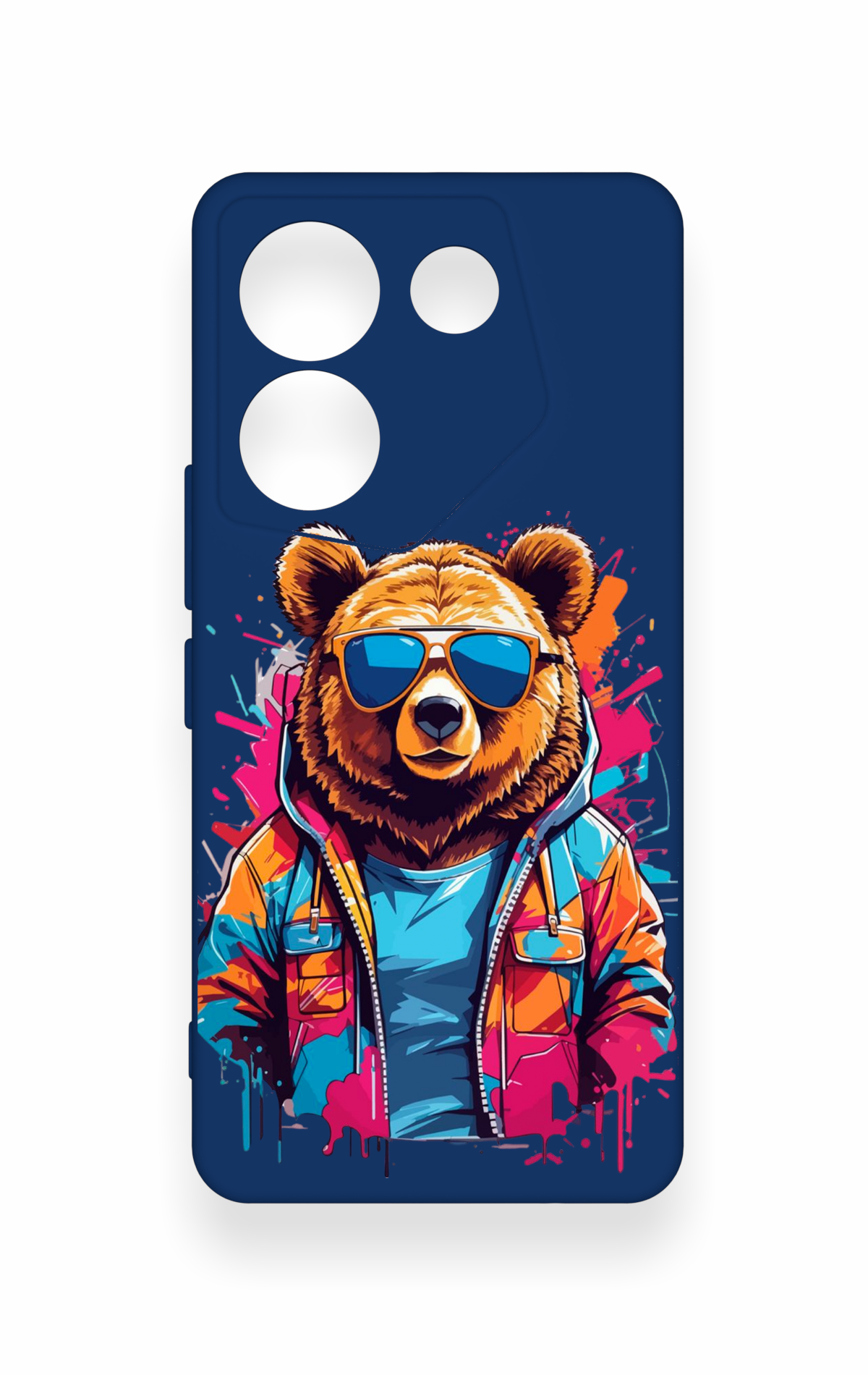 Tecno Camon 20 Pro Uyumlu Gözlüklü Ayı Desenli Silikon Kılıf
