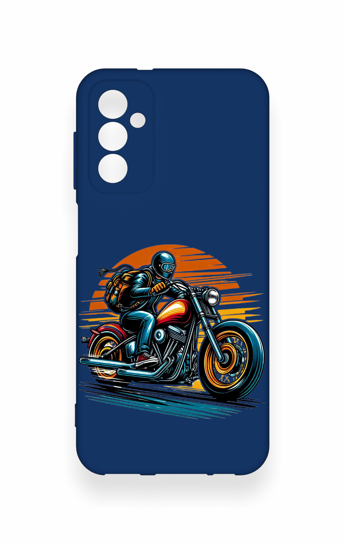 Samsung M13 Uyumlu Moto Rider Desenli Silikon Kılıf