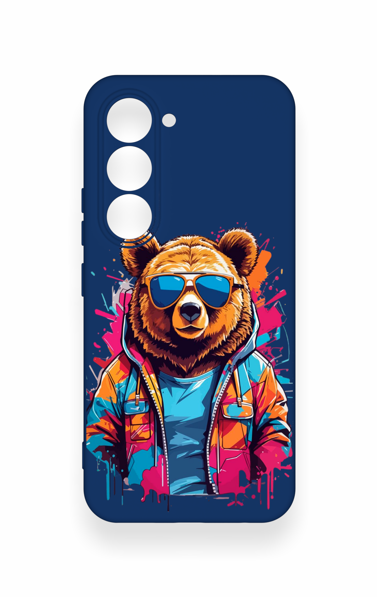Tecno Spark 40 Pro Uyumlu Gözlüklü Ayı Desenli Silikon Kılıf