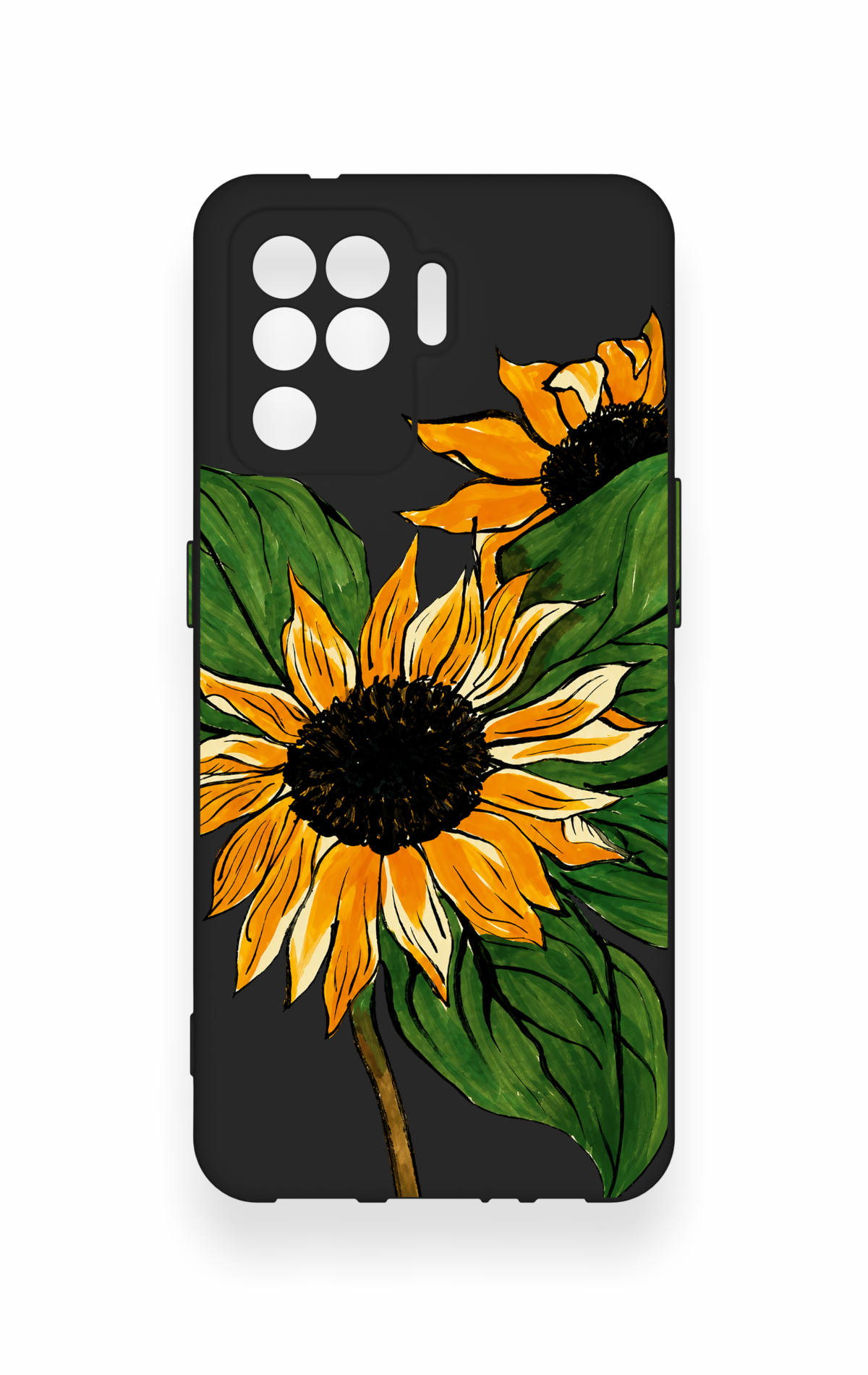 Oppo Reno 5 Lite Uyumlu Ay Çiçeği Desenli Silikon Kılıf