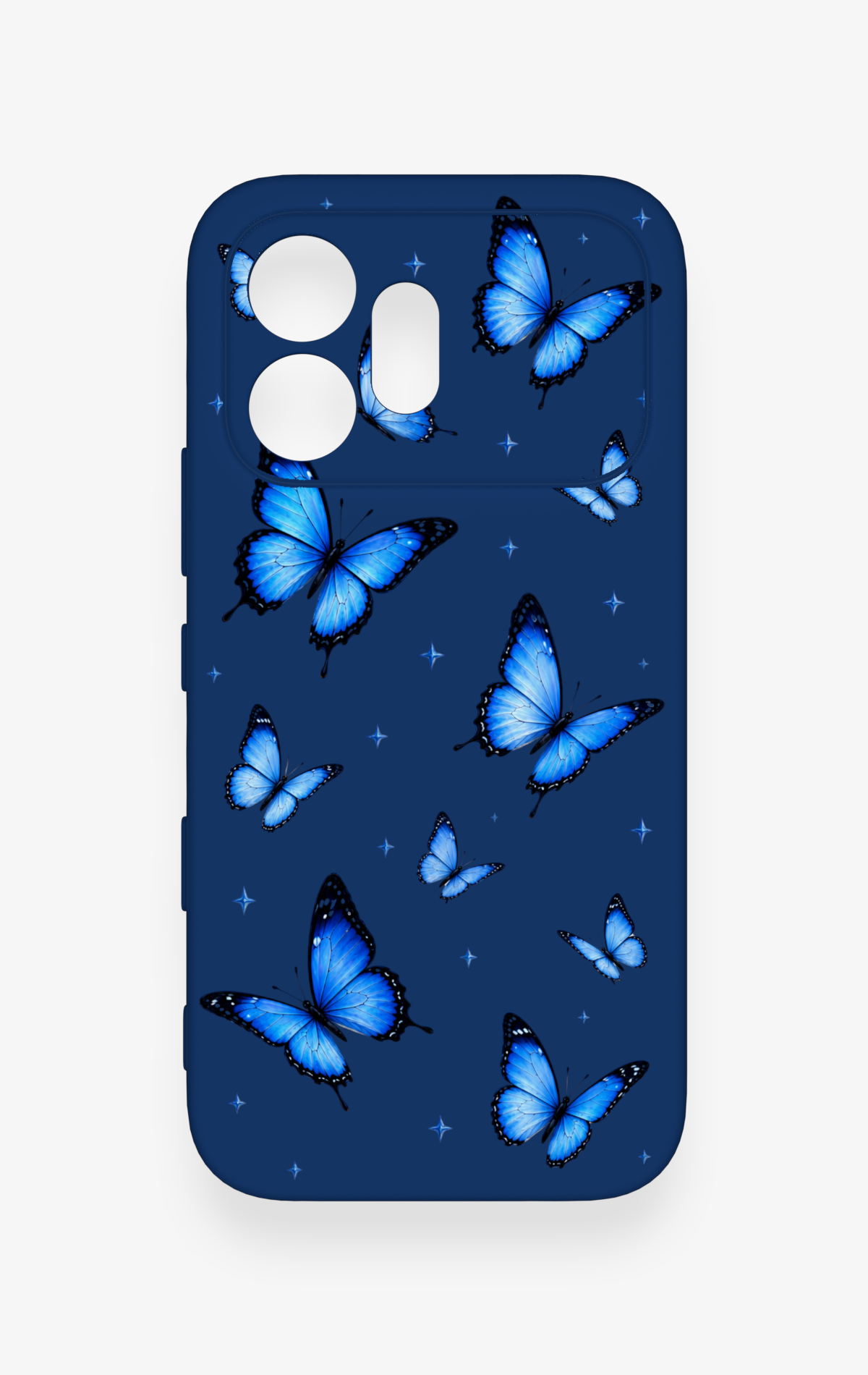 Honor 600 Uyumlu Parlak Mavi Kelebek Desenli Silikon Kılıf