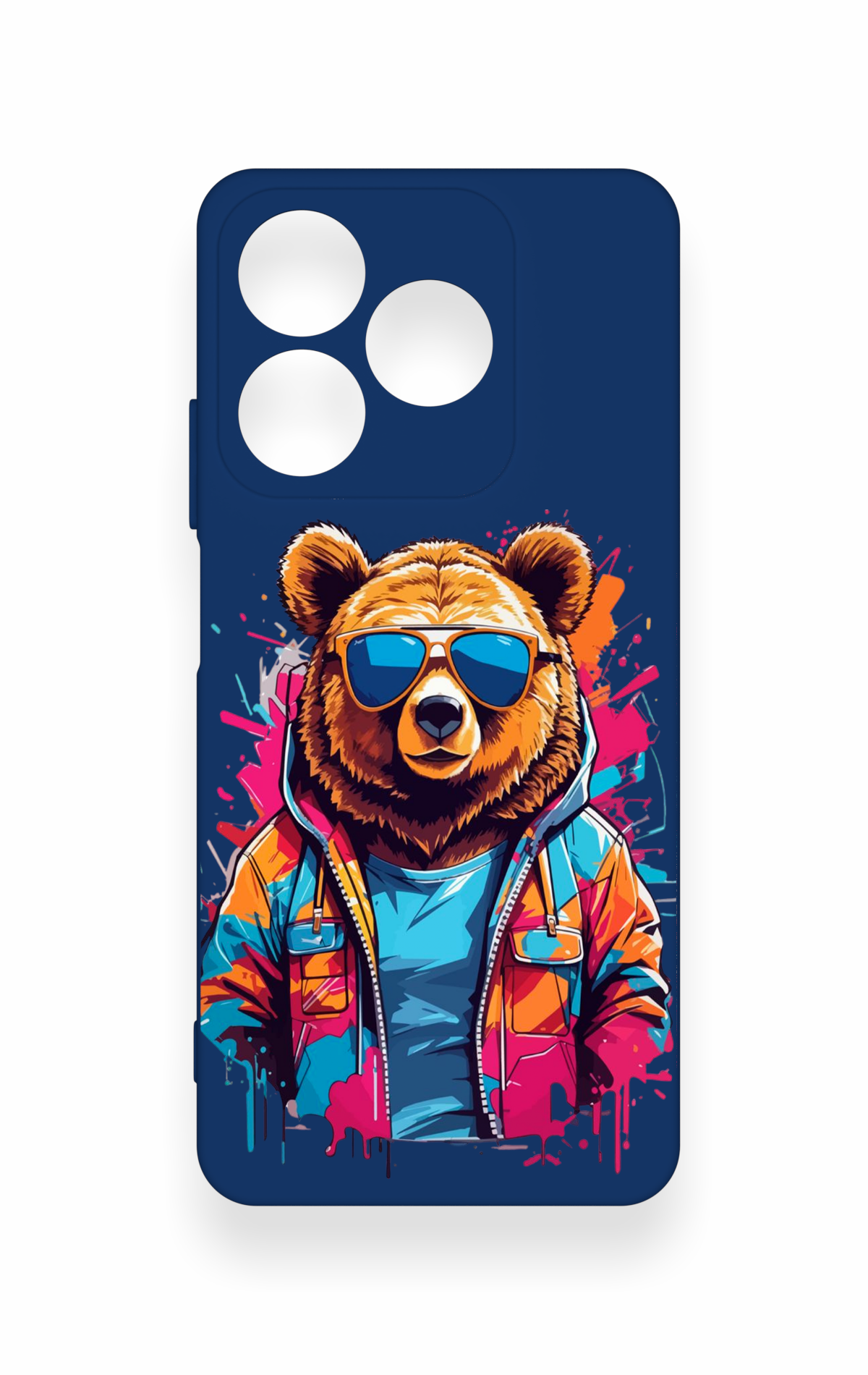 Realme C63 Uyumlu Gözlüklü Ayı Desenli Silikon Kılıf