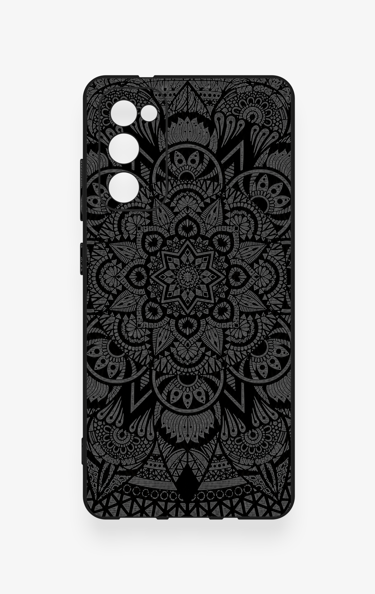 Samsung S20Fe Uyumlu Siyah Beyaz Mandala Desenli Silikon Kılıf