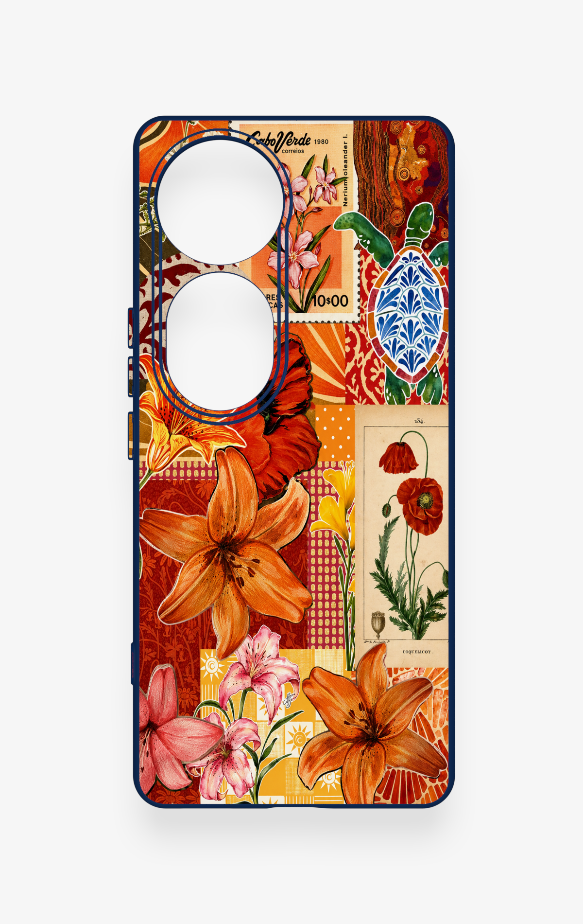 Vivo V40 Uyumlu Turuncu Zambak Desenli Silikon Kılıf