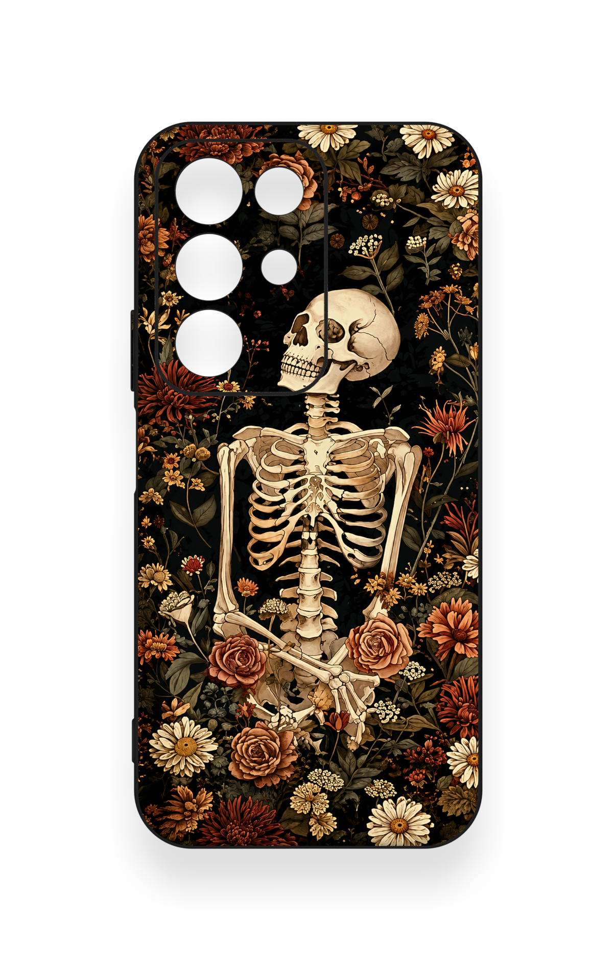 Realme C85 5G Uyumlu Çiçek İskelet Desenli Silikon Kılıf