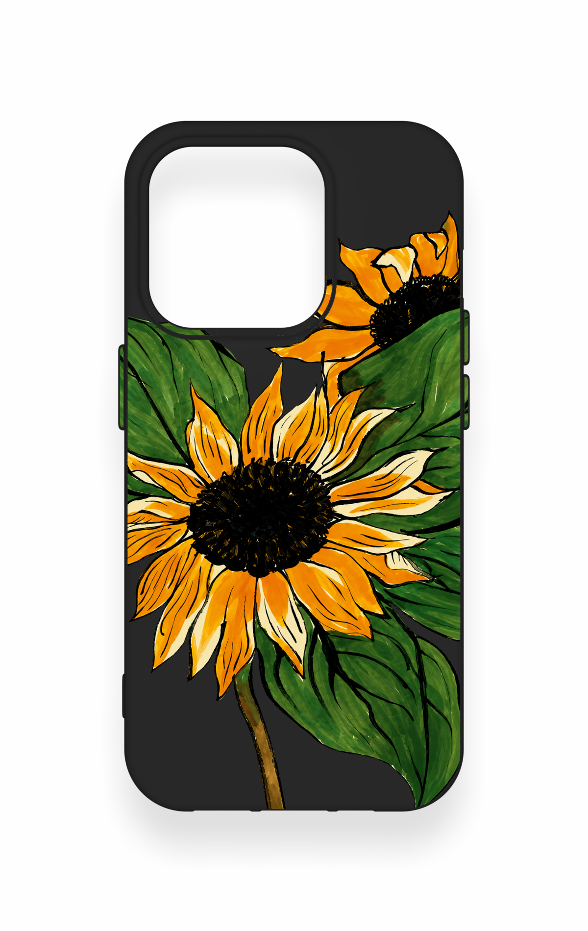 iPhone 15 Pro Uyumlu Ay Çiçeği Desenli Silikon Kılıf