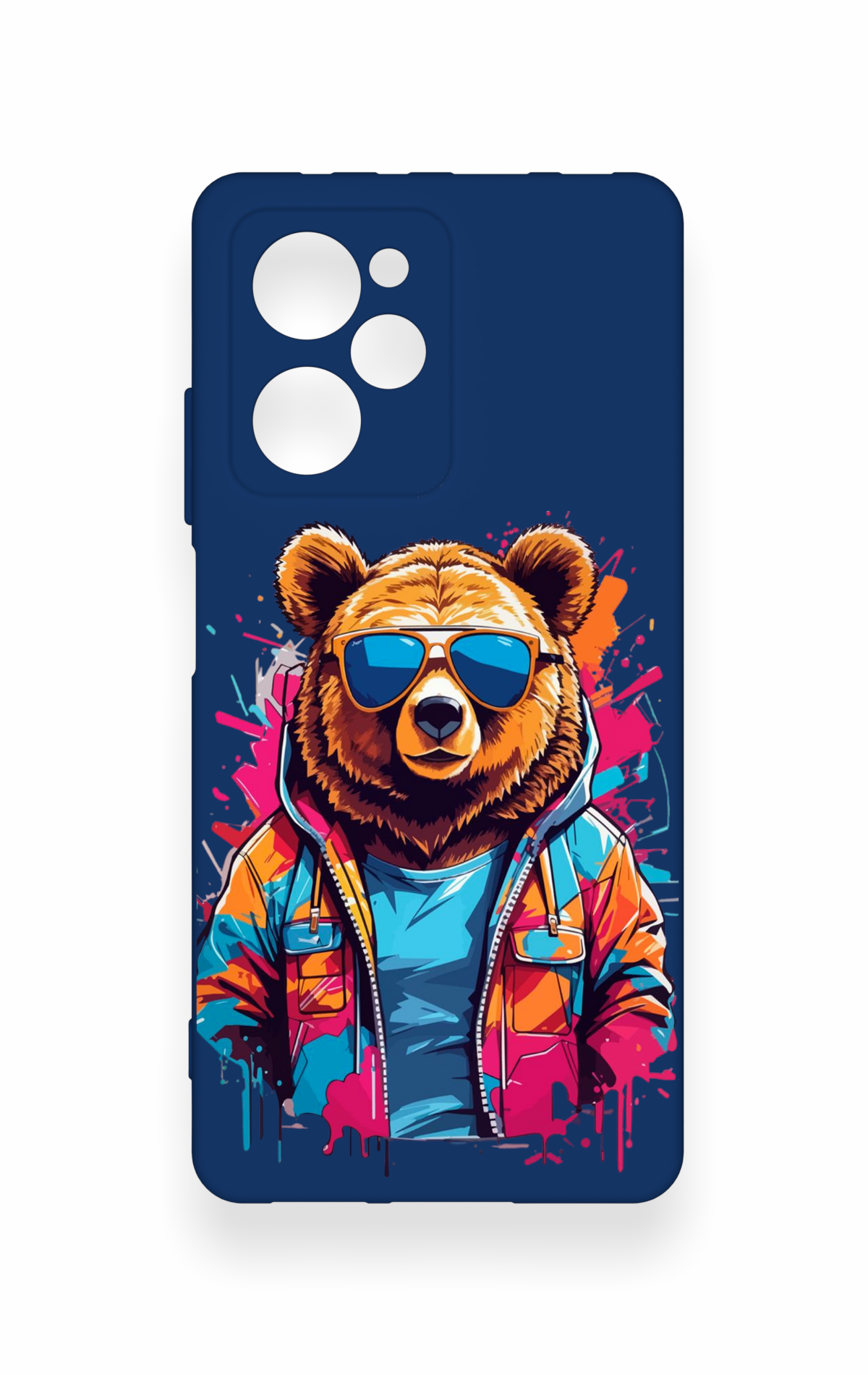 Poco X5 Pro Uyumlu Gözlüklü Ayı Desenli Silikon Kılıf