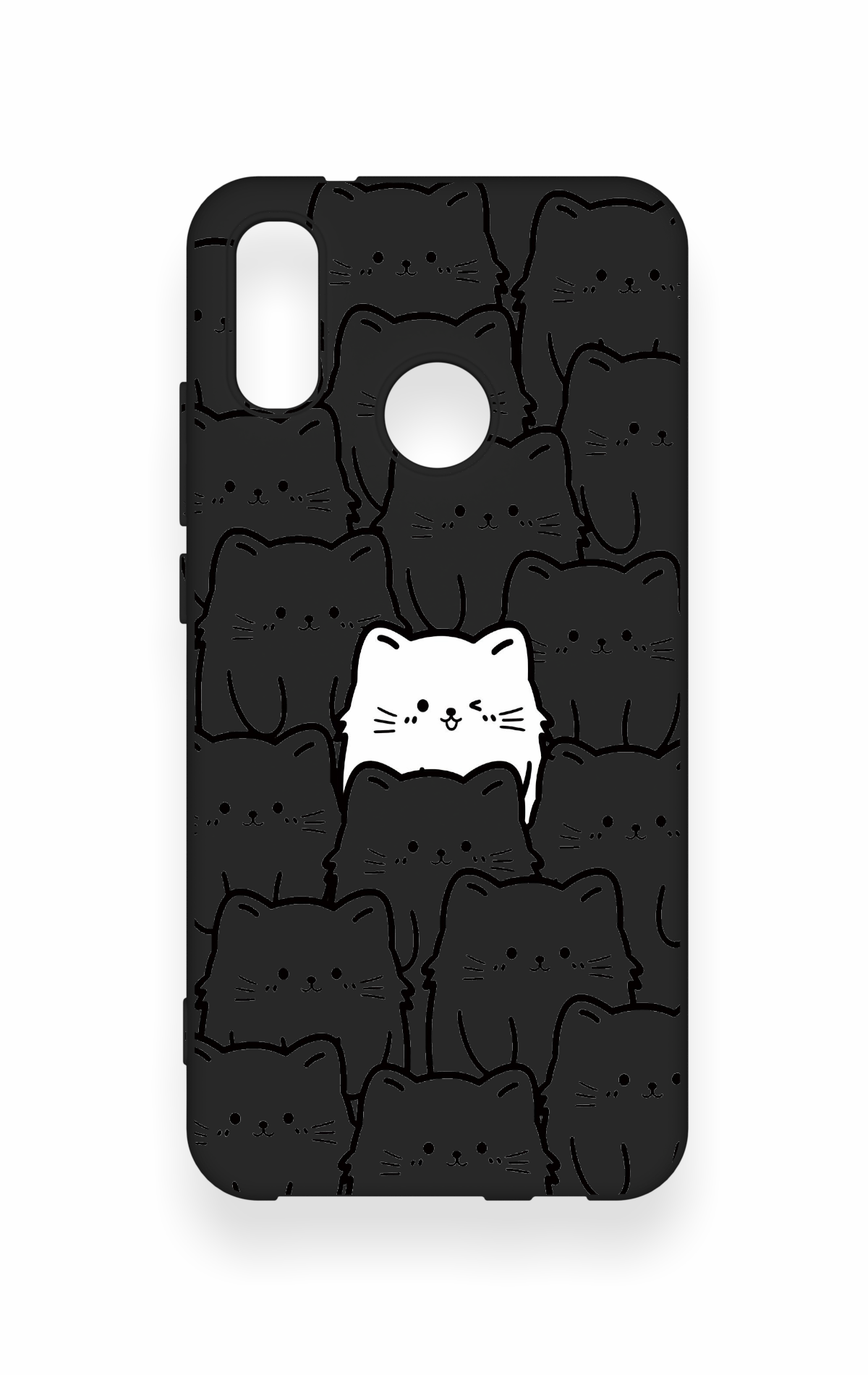 Huawei P20 Lite Uyumlu Many Cats Desenli Silikon Kılıf