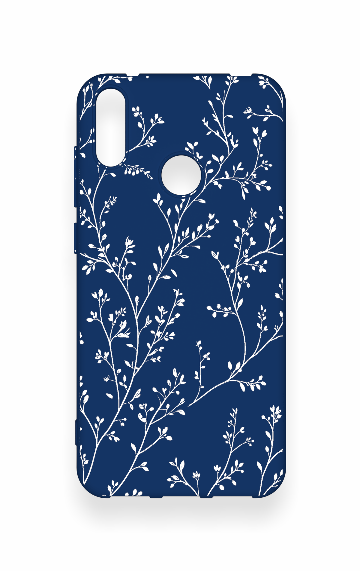 Huawei Y7 2019 Uyumlu İnce Yaprak Dalı Desenli Silikon Kılıf
