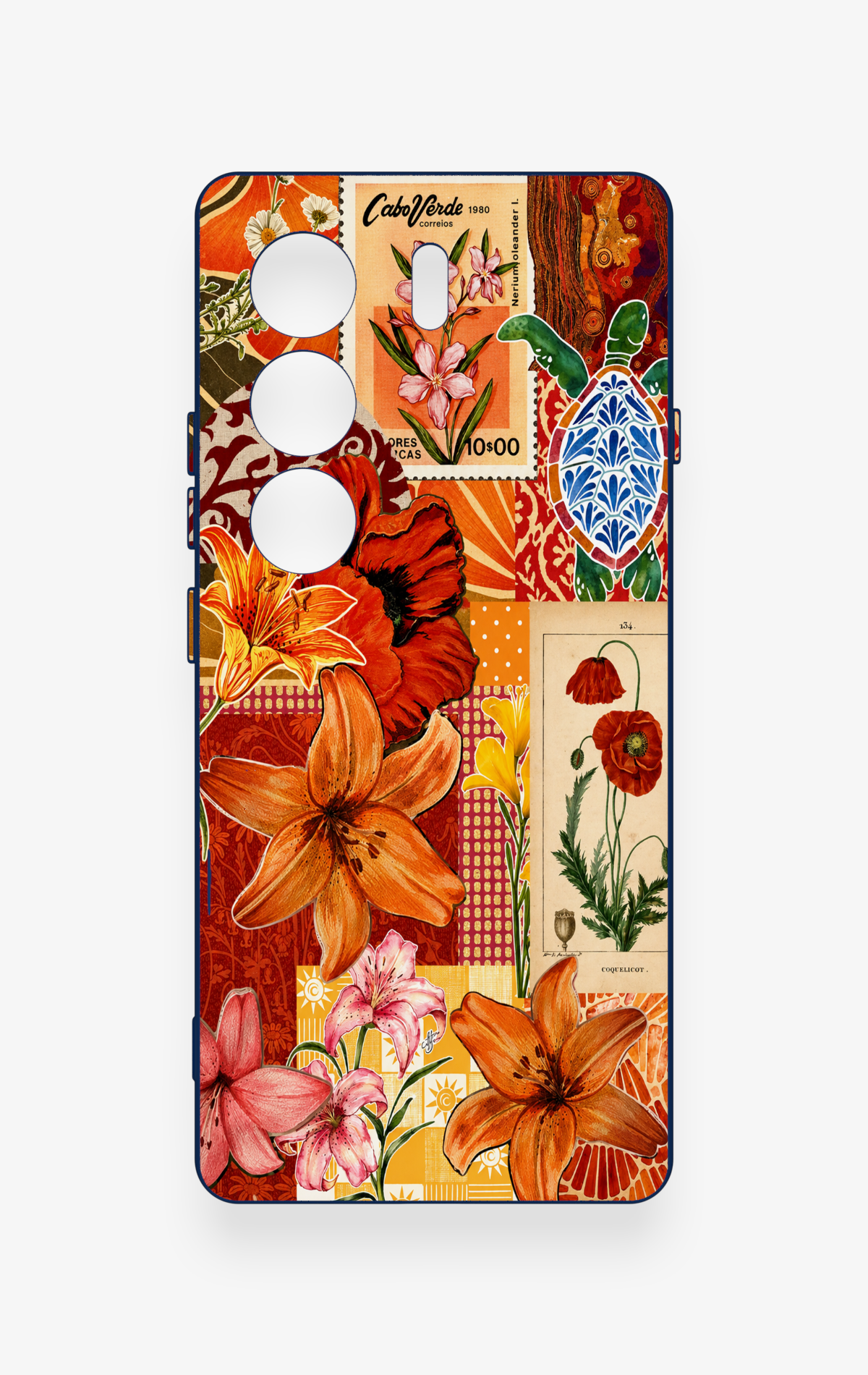 Tecno Camon 40 4G Uyumlu Turuncu Zambak Desenli Silikon Kılıf