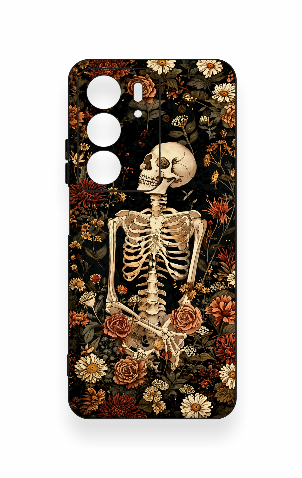 Realme C75 Uyumlu Çiçek İskelet Desenli Silikon Kılıf