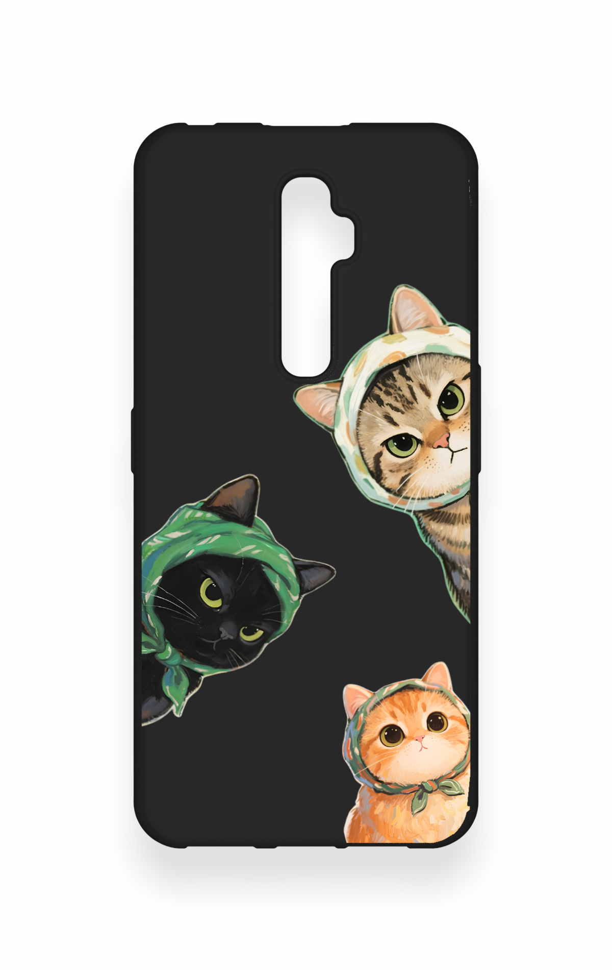 Oppo Reno 2Z Uyumlu Kedi Ekibi Desenli Silikon Kılıf