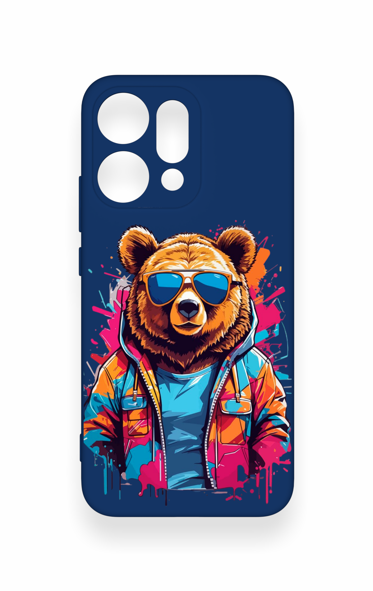 Oppo Reno 14 Uyumlu Gözlüklü Ayı Desenli Silikon Kılıf