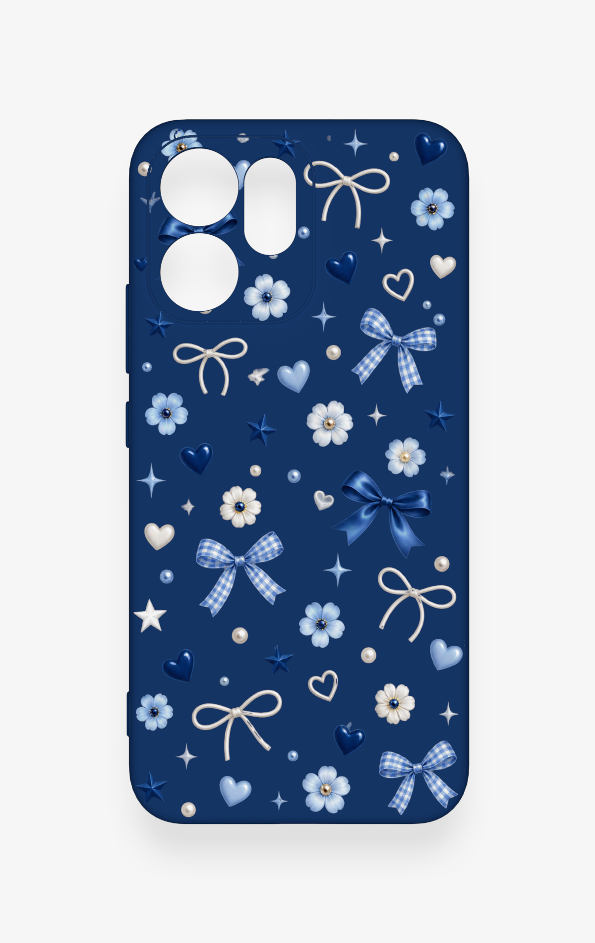 Oppo Reno 14F Uyumlu Mavi Papatya Fiyonk Desenli Silikon Kılıf