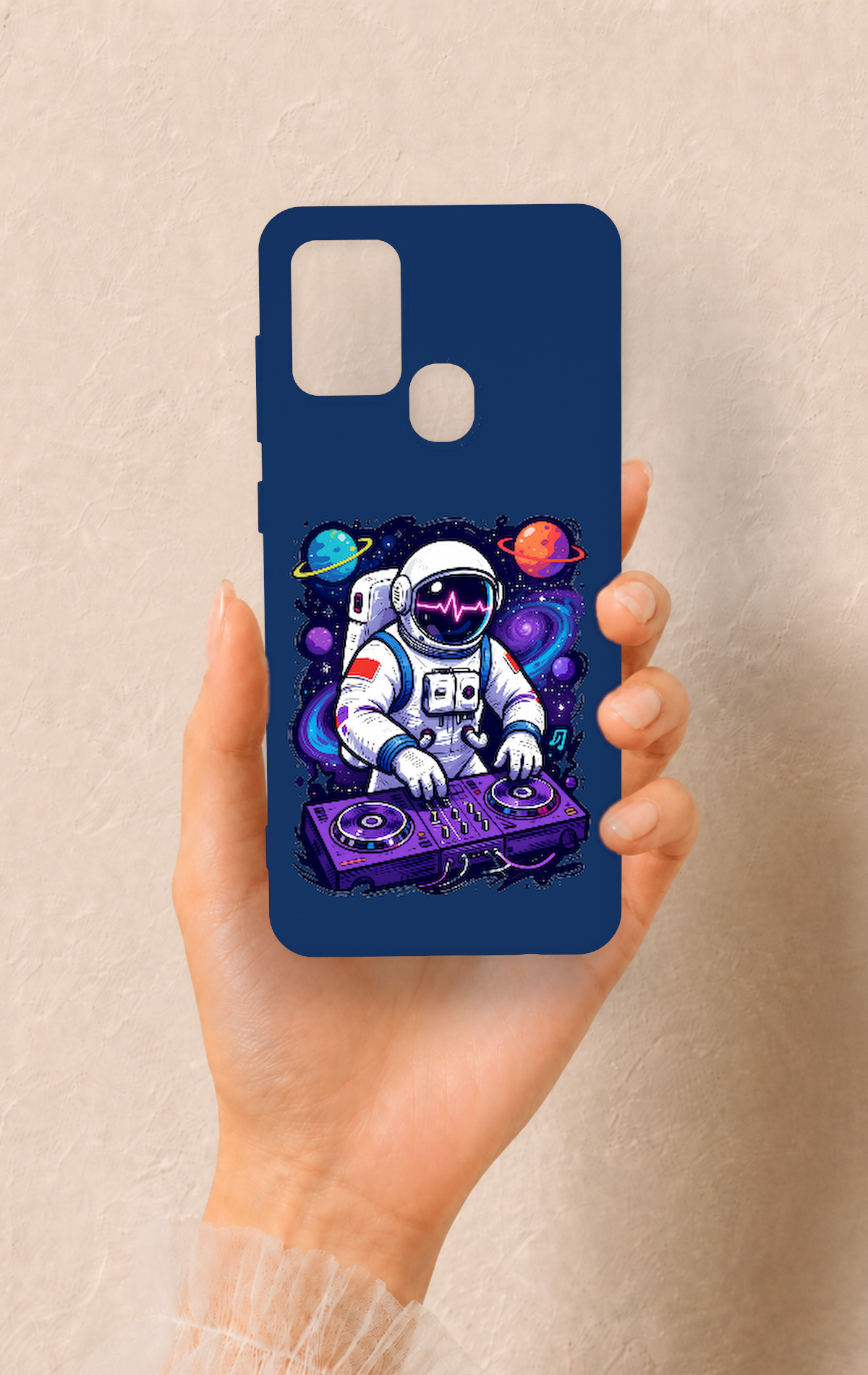 Samsung A21S Uyumlu Astronot DJ Desenli Silikon Kılıf