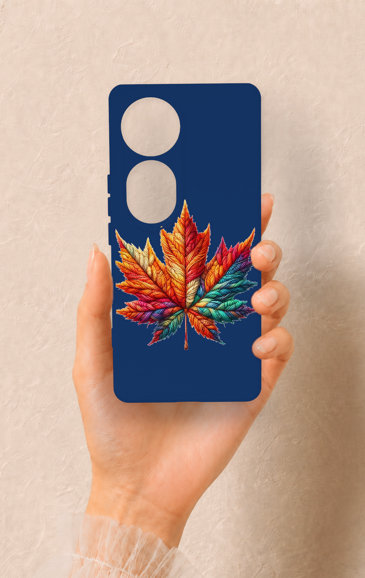 Vivo V40 Uyumlu Renkli Yaprak Desenli Silikon Kılıf