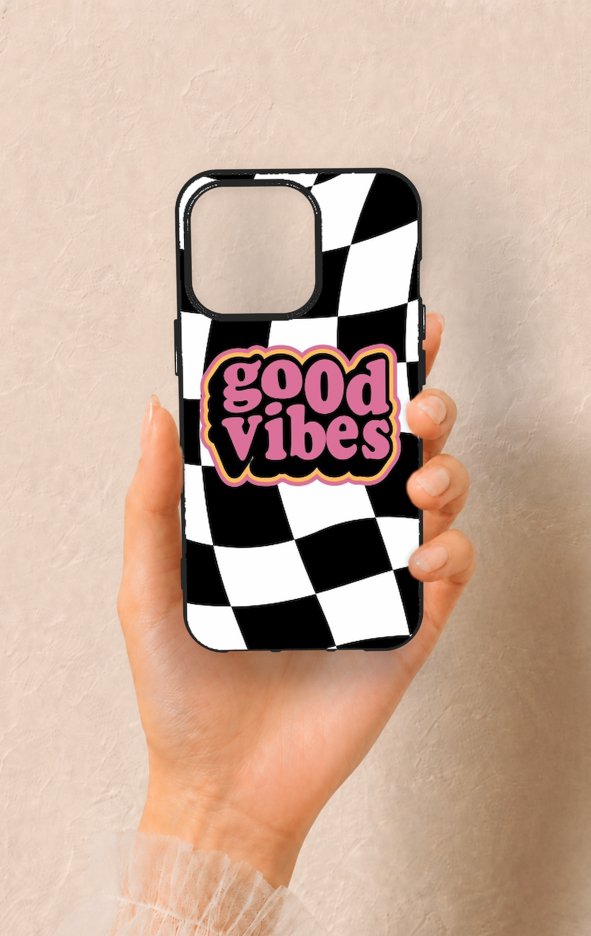 iPhone 13 Pro Uyumlu Black Good Vibes Desenli Silikon Kılıf