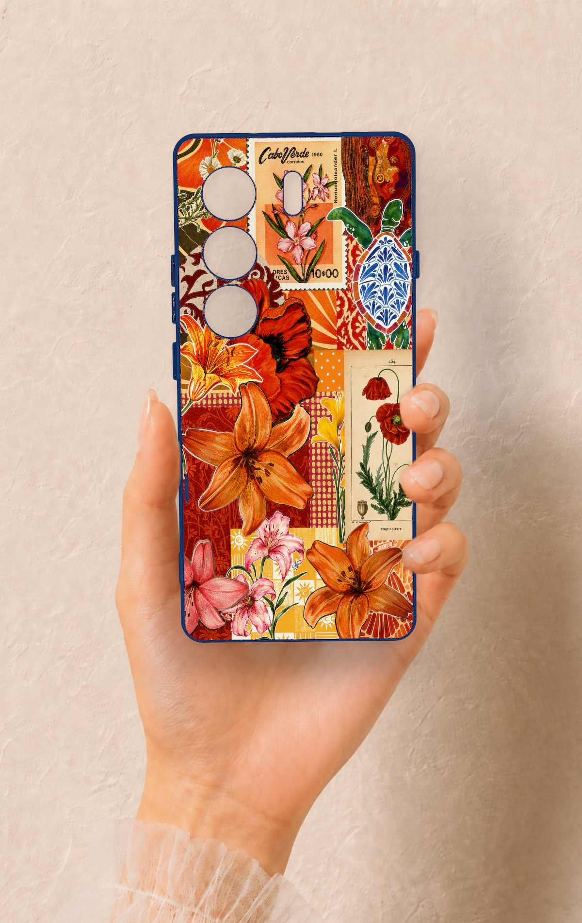Tecno Camon 40 4G Uyumlu Turuncu Zambak Desenli Silikon Kılıf