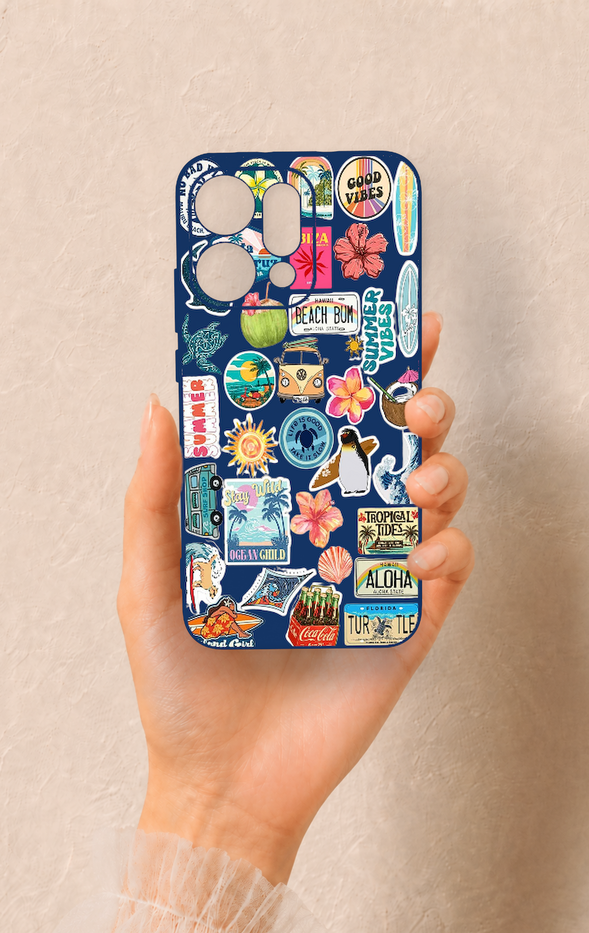 Oppo Reno 14 Uyumlu Summer Vibes Desenli Silikon Kılıf