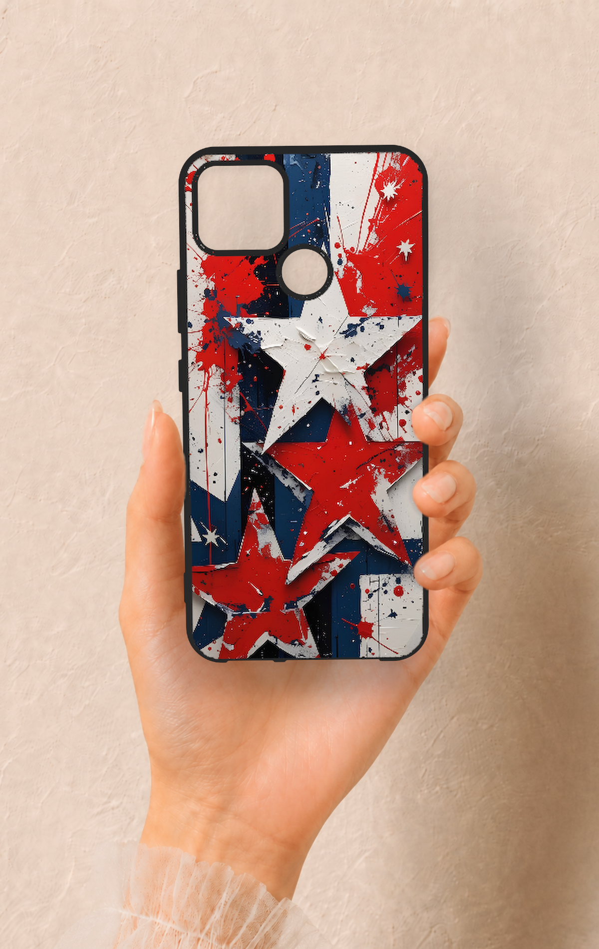 Realme C25 Uyumlu Star Flag Desenli Silikon Kılıf