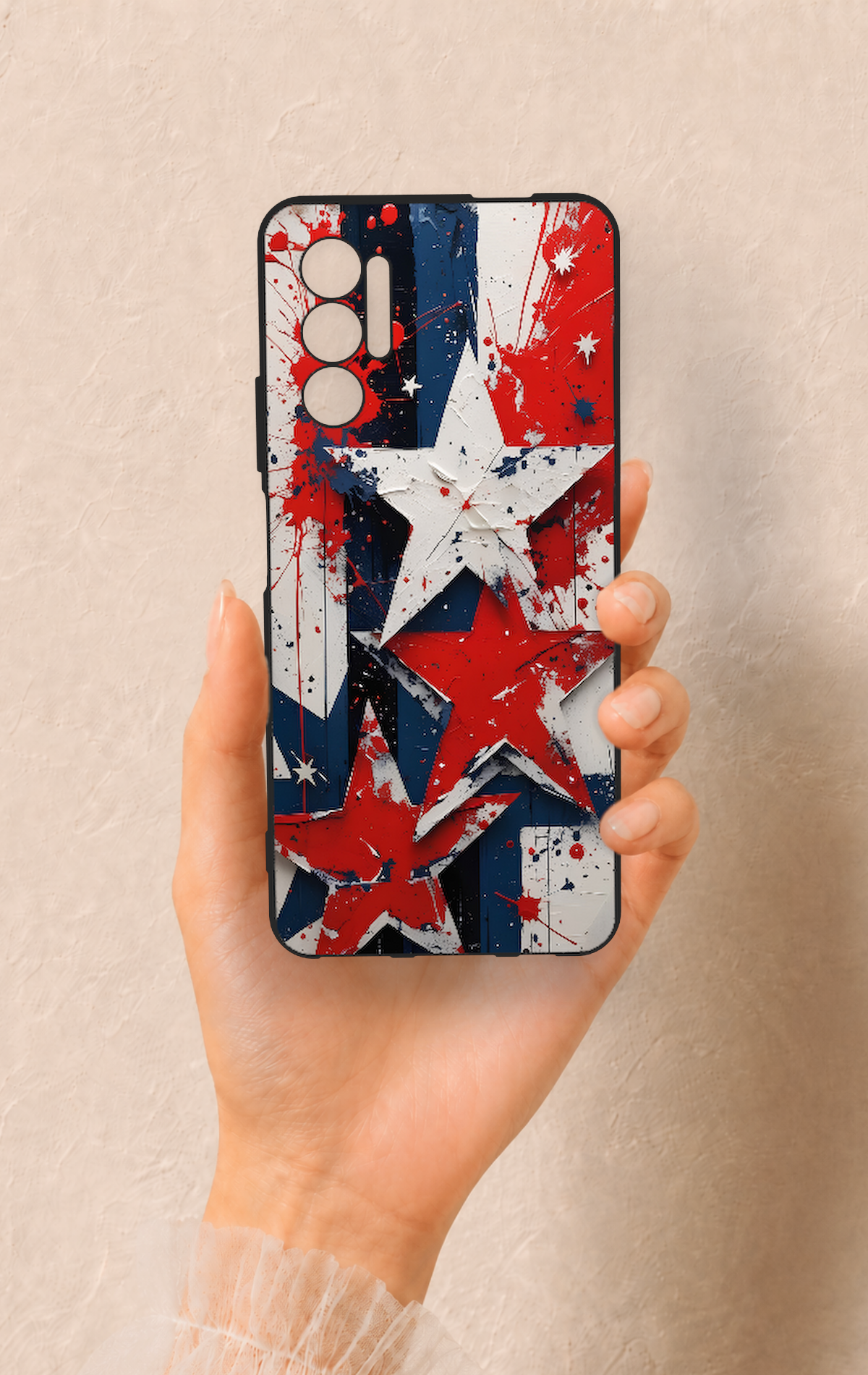 Tecno Pova 3 Uyumlu Star Flag Desenli Silikon Kılıf