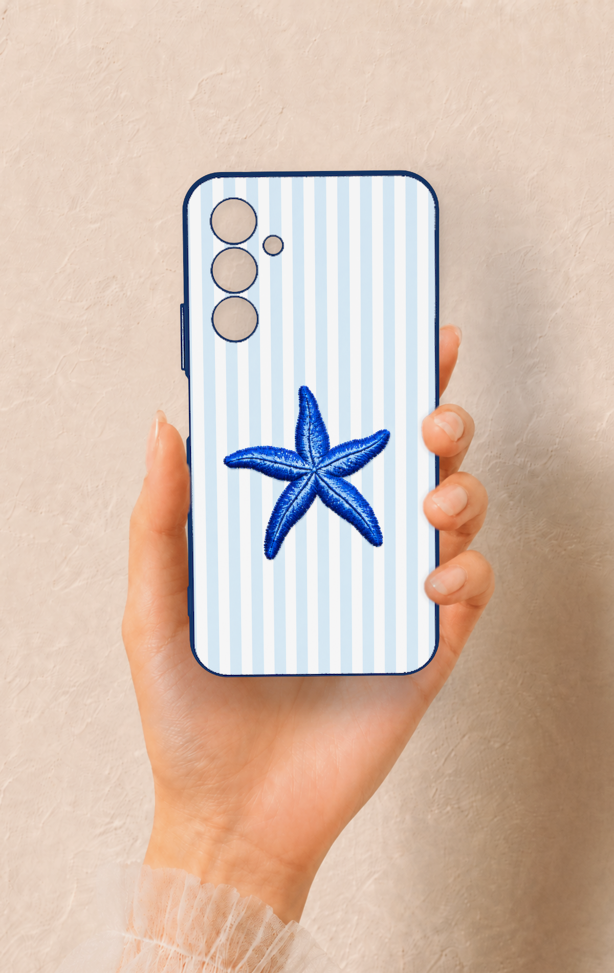 Samsung A54 Uyumlu Mavi Deniz Yıldızı Desenli Silikon Kılıf