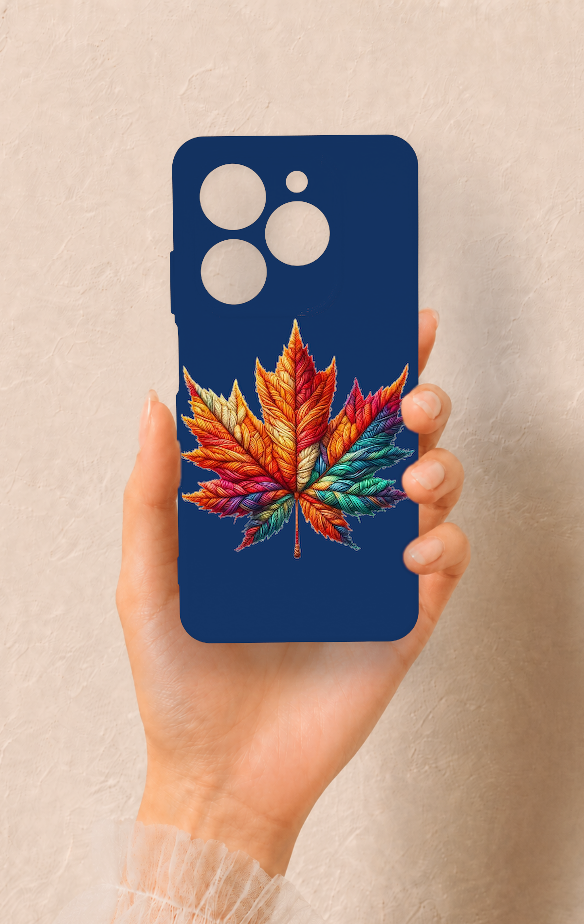 Tecno Spark 20C Uyumlu Renkli Yaprak Desenli Silikon Kılıf