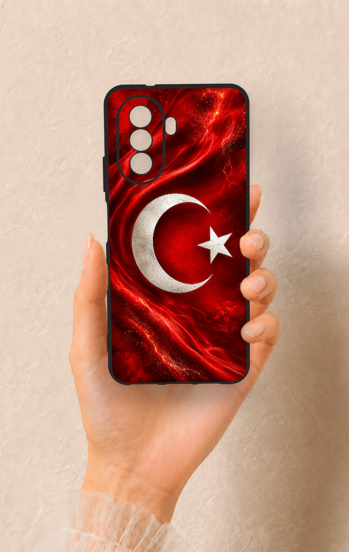 Huawei Nova Y70 Uyumlu Türk Bayrağı Desenli Silikon Kılıf