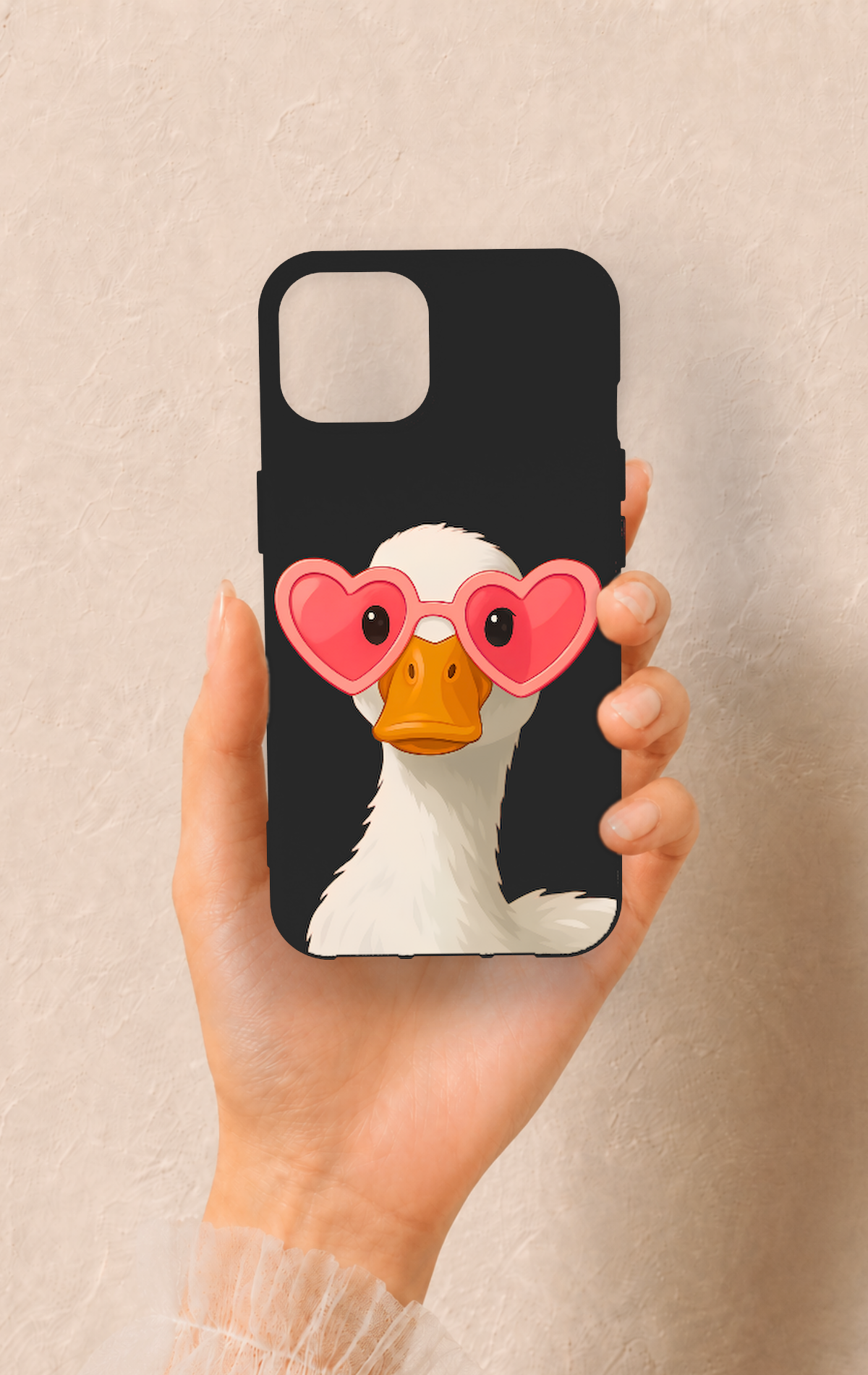 iPhone 14 Uyumlu Aşık Ördek Desenli Silikon Kılıf