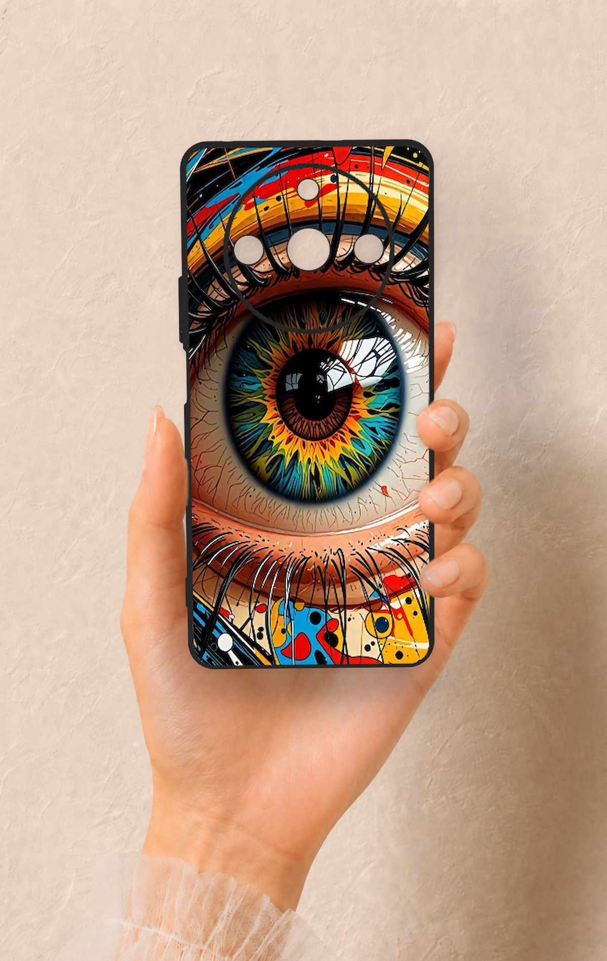 Realme 11 Pro Uyumlu Renkli Göz Bebeği Desenli Silikon Kılıf