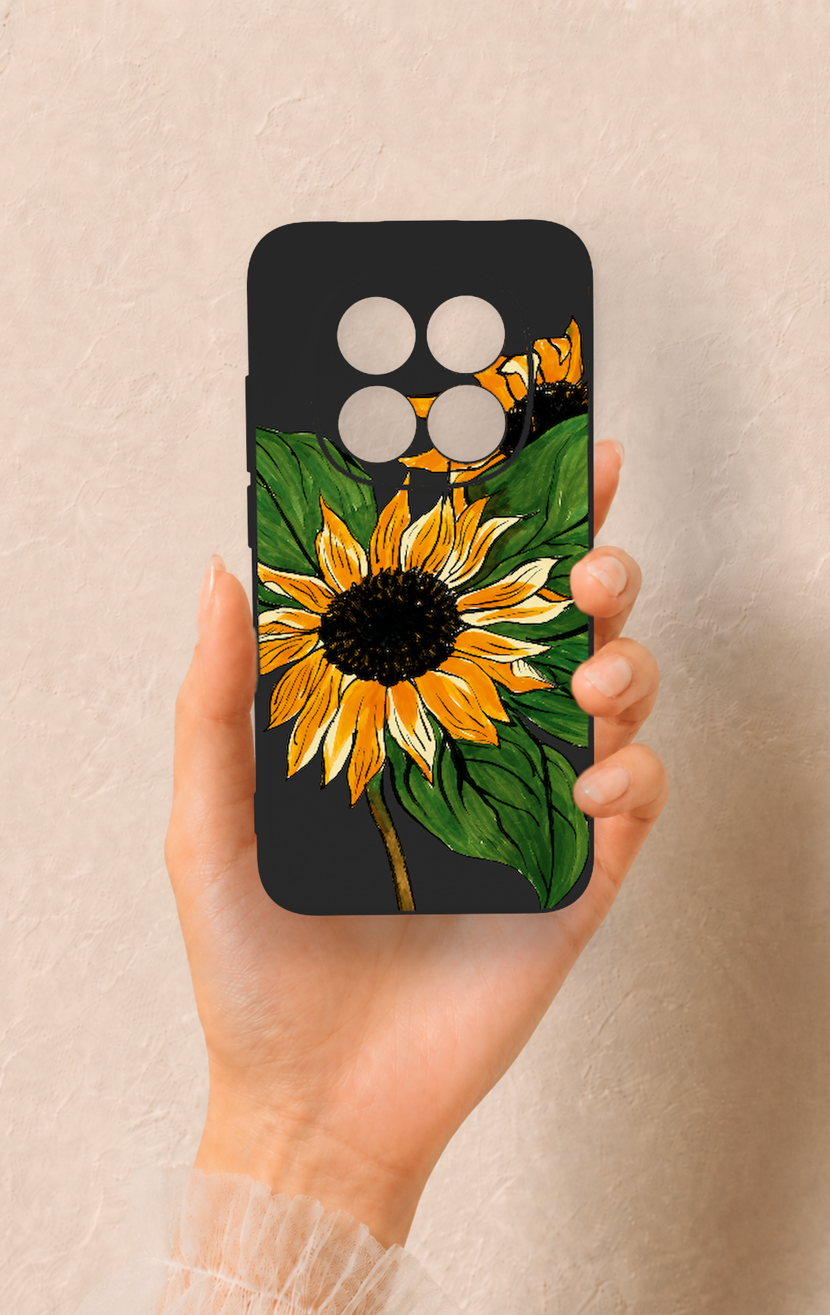 Redmi Note 15 Pro 5G Uyumlu Ay Çiçeği Desenli Silikon Kılıf