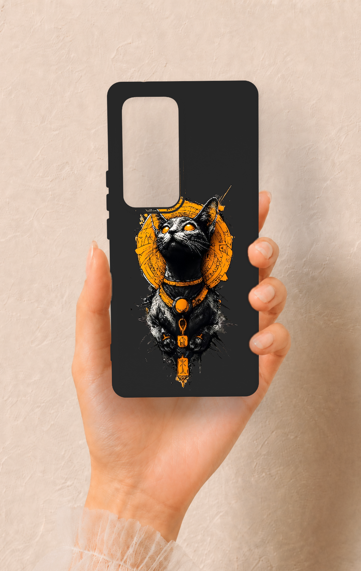 Vivo V30 Uyumlu Mısırlı Kedi Tanrısı Desenli Silikon Kılıf