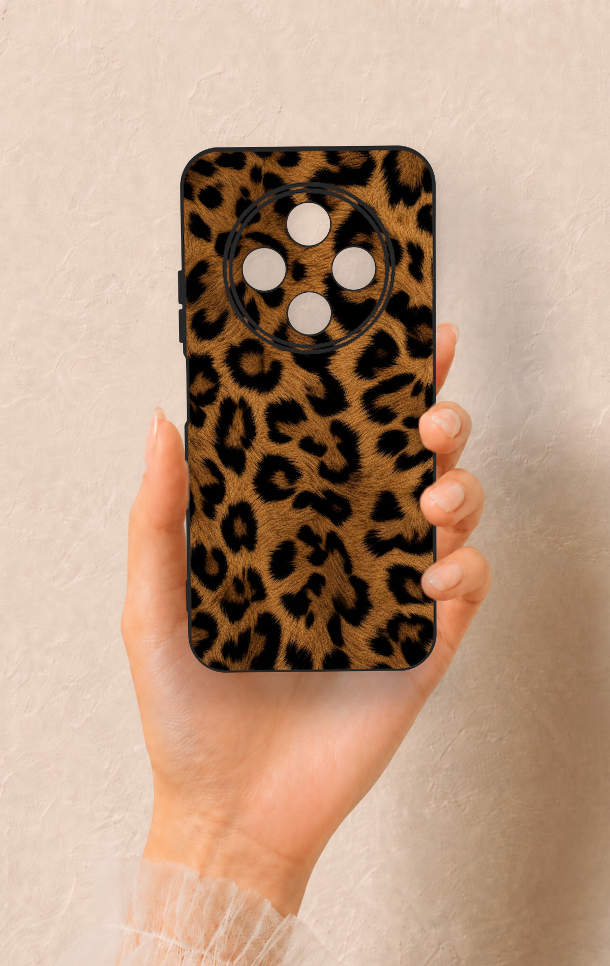 Tecno Spark 30C Uyumlu Koyu Leopar Deri Desenli Silikon Kılıf