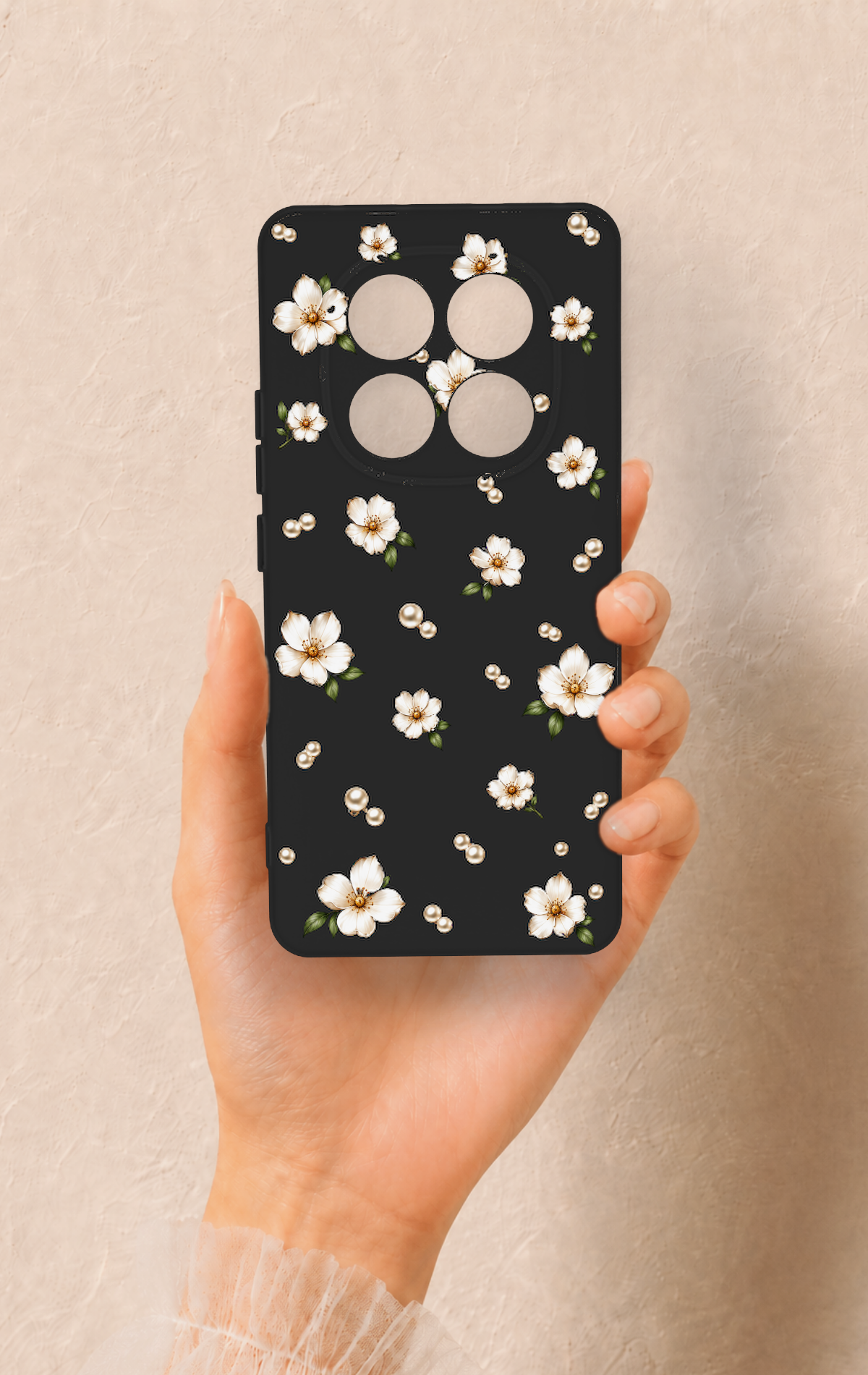 Redmi Note 14 Pro 5G Uyumlu İnci Papatya Desenli Silikon Kılıf