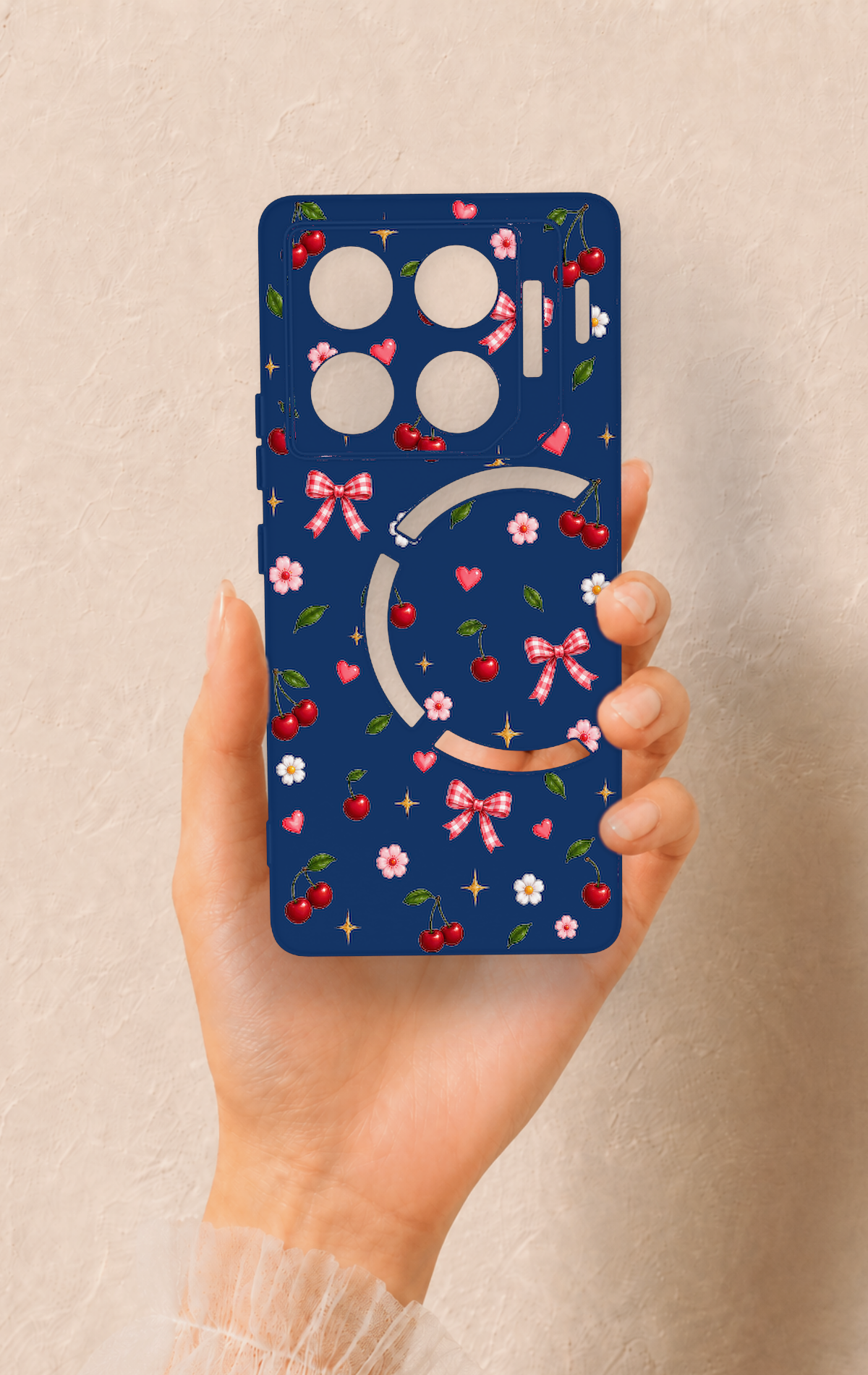 İnfinix Gt 20 Pro Uyumlu Çiçek Kiraz Fiyonk Desenli Silikon Kılıf