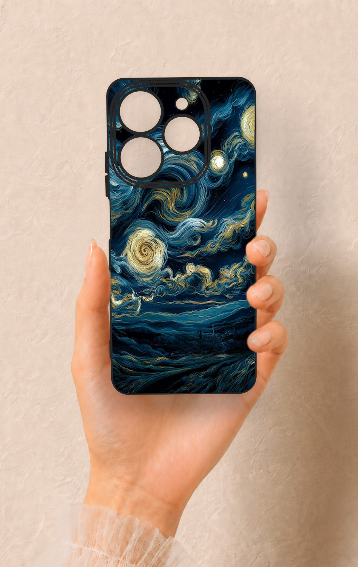 Tecno Spark 10 Pro Uyumlu Yıldızlı Gece Desenli Silikon Kılıf