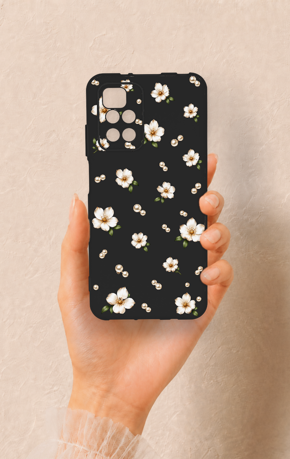 Redmi 10 2022 Uyumlu İnci Papatya Desenli Silikon Kılıf