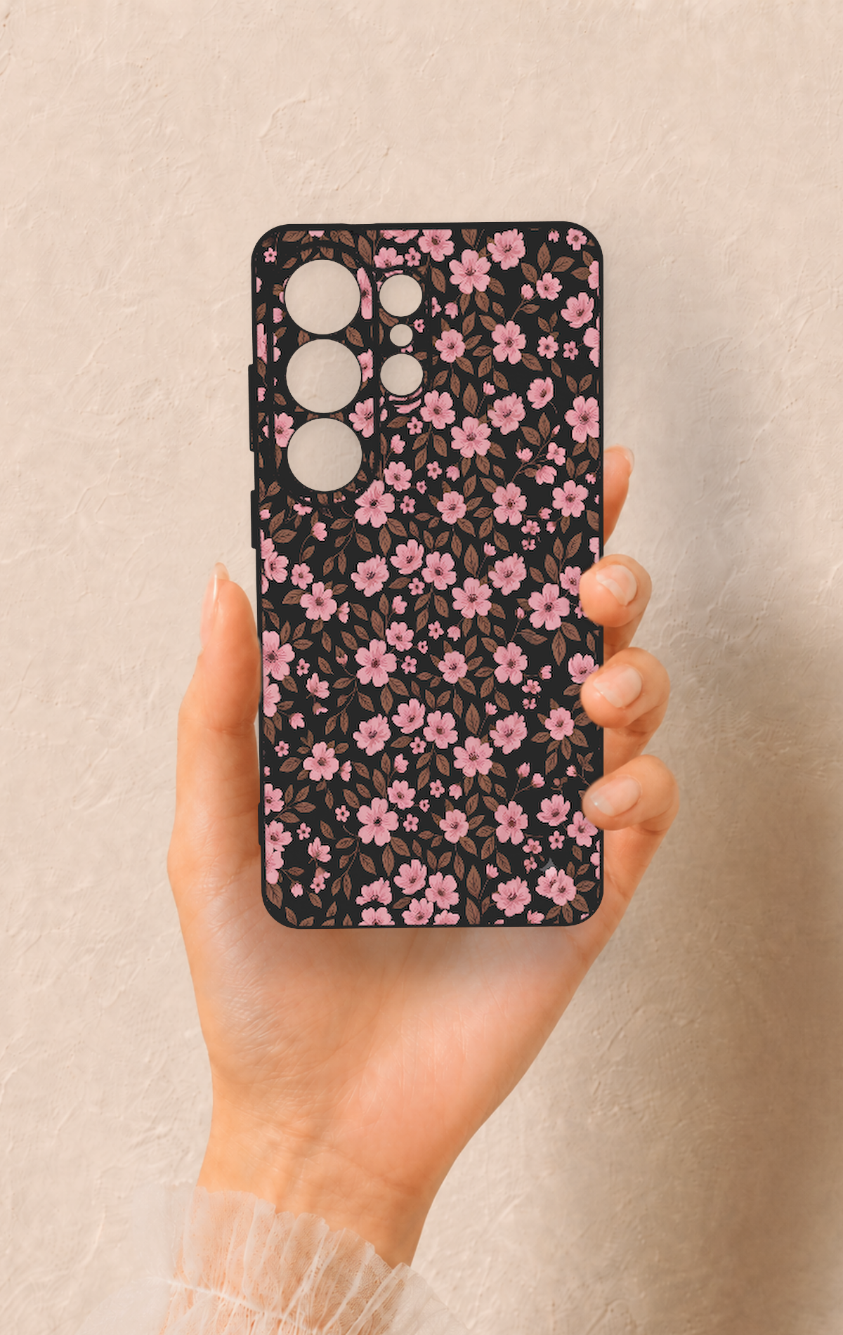 Samsung S26 Ultra Uyumlu Mini Pembe Çiçek Desenli Silikon Kılıf