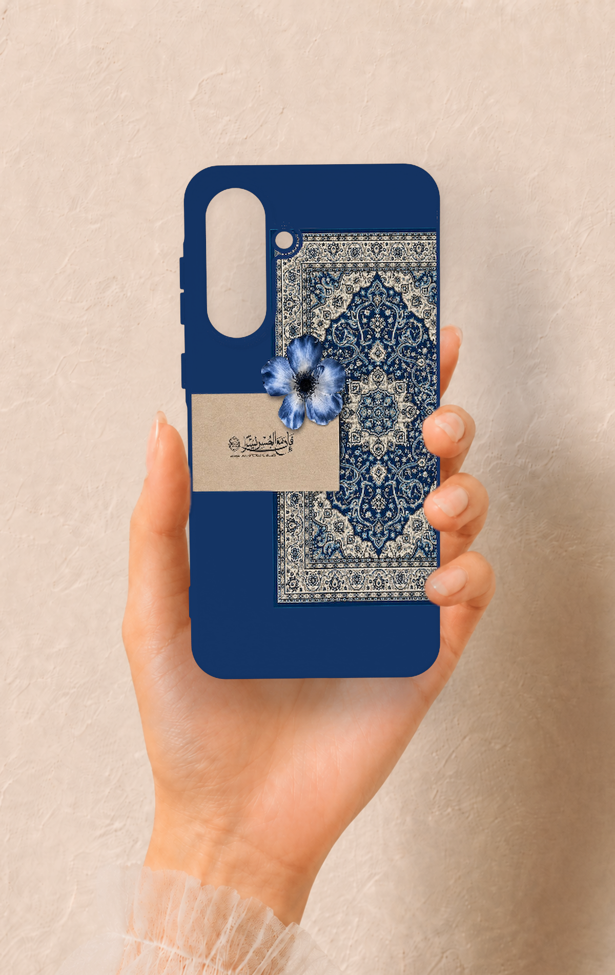 Samsung A56 Uyumlu Mavi Etnik Halı Desenli Silikon Kılıf