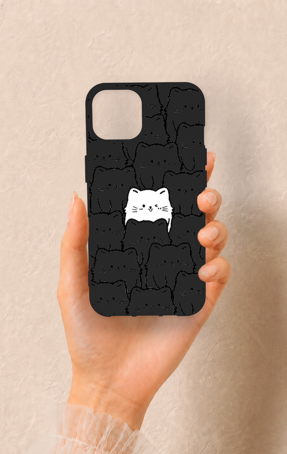 iPhone 14 Uyumlu Many Cats Desenli Silikon Kılıf