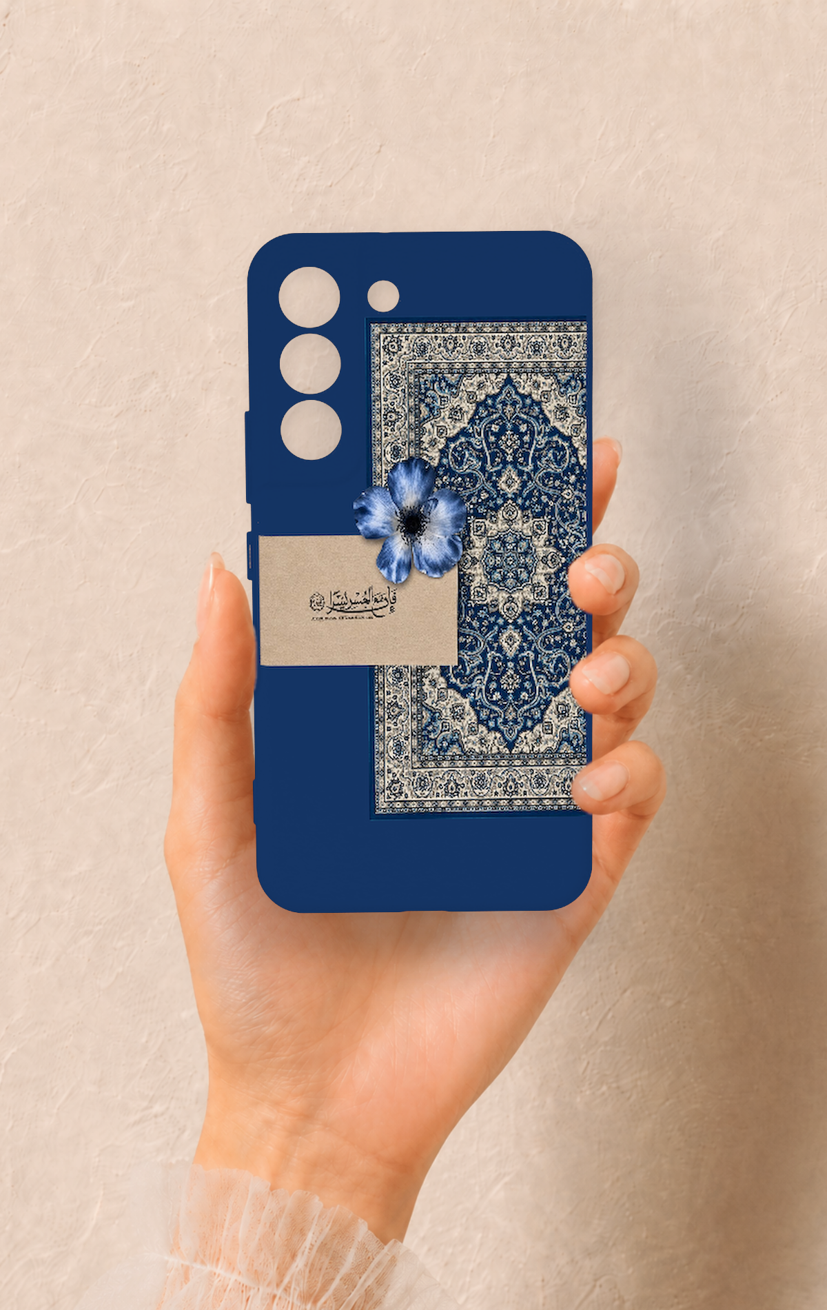 Samsung S22 Uyumlu Mavi Etnik Halı Desenli Silikon Kılıf