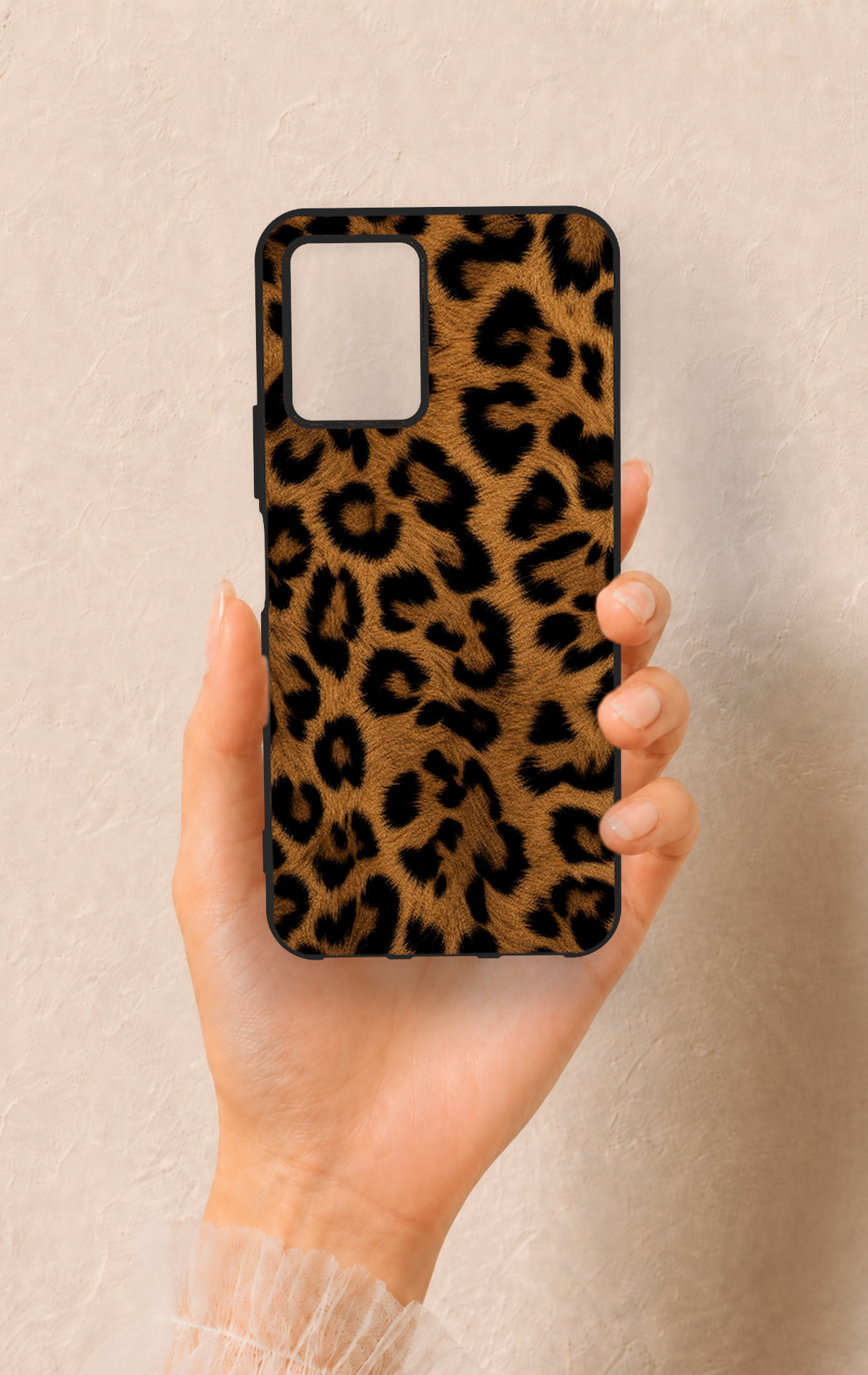 Vivo Y21S Uyumlu Koyu Leopar Deri Desenli Silikon Kılıf