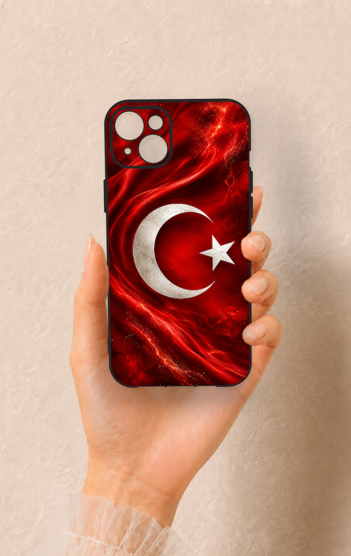 iPhone 14 Plus/15 Plus Uyumlu Türk Bayrağı Desenli Silikon Kılıf
