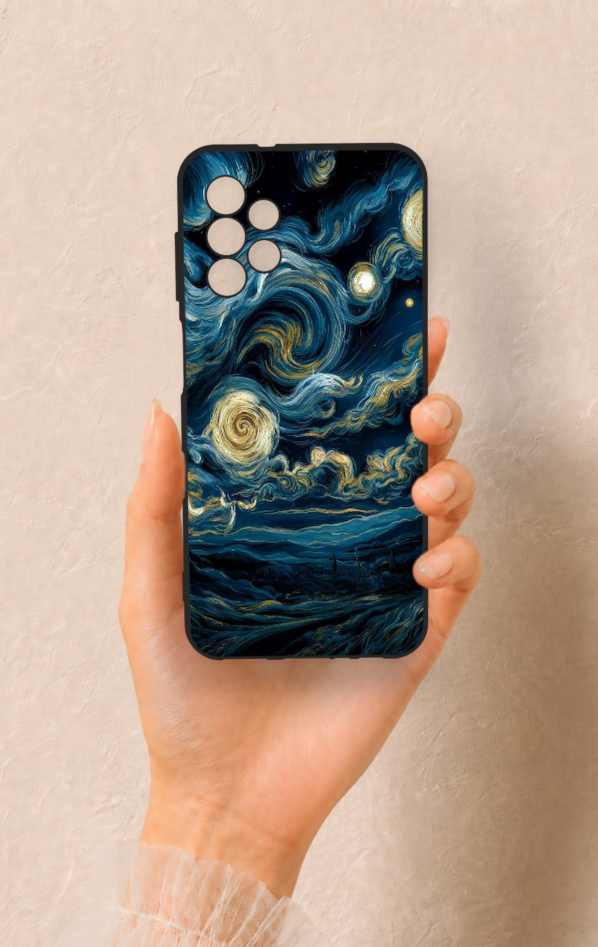 Samsung A13 Uyumlu Yıldızlı Gece Desenli Silikon Kılıf
