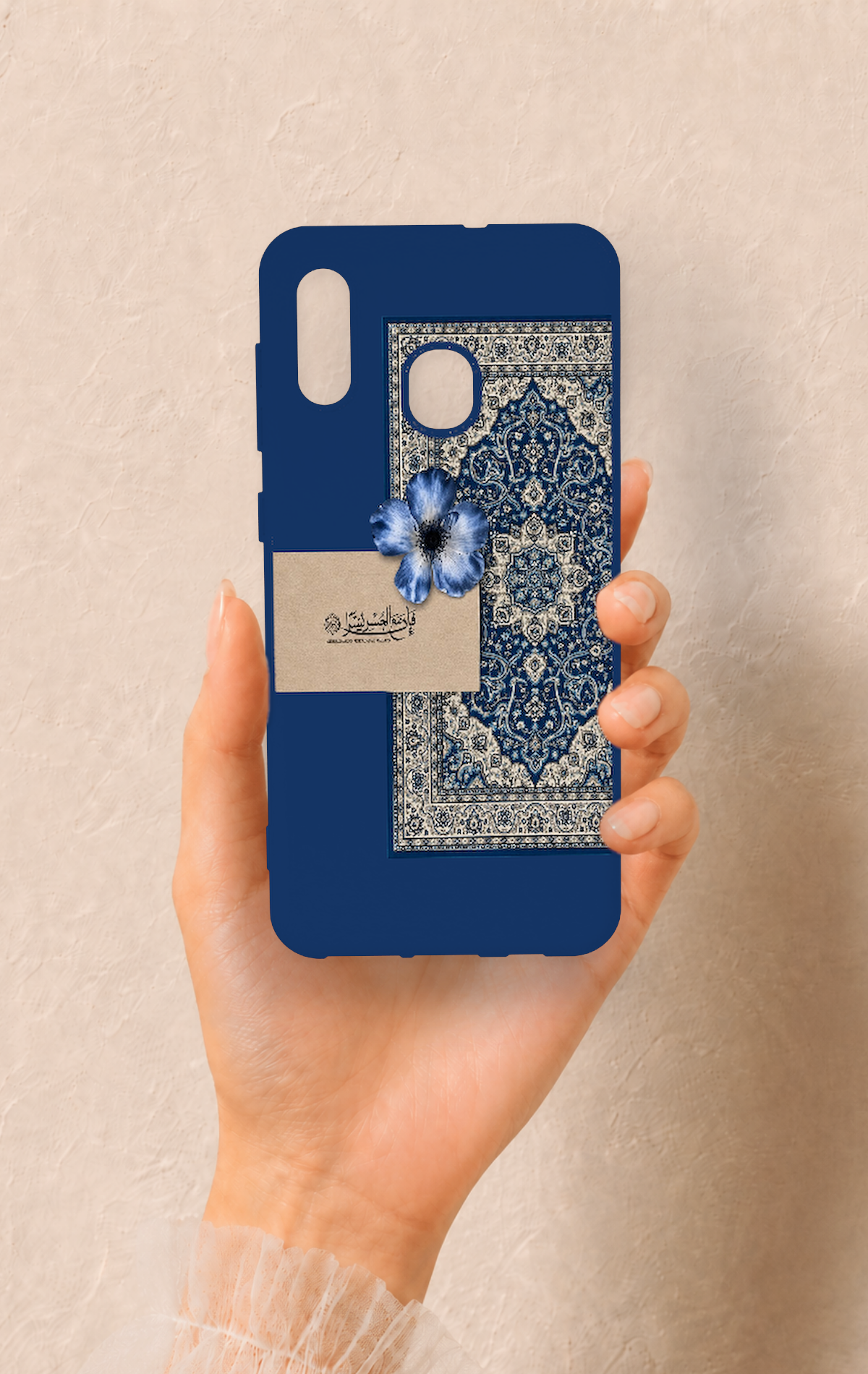 Samsung A20-A30 Uyumlu Mavi Etnik Halı Desenli Silikon Kılıf