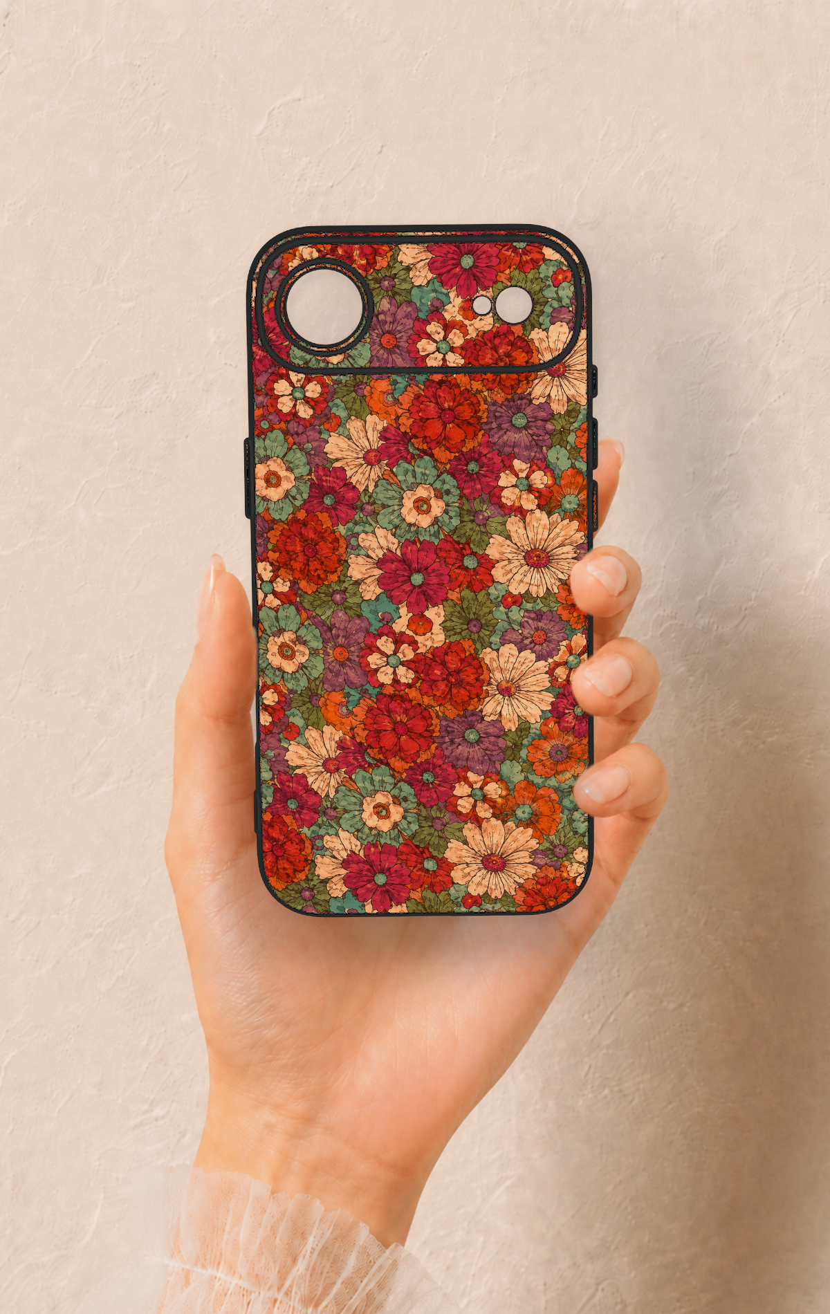 iPhone 17 Air Uyumlu Pastel Çiçek Bahçesi Desenli Silikon Kılıf