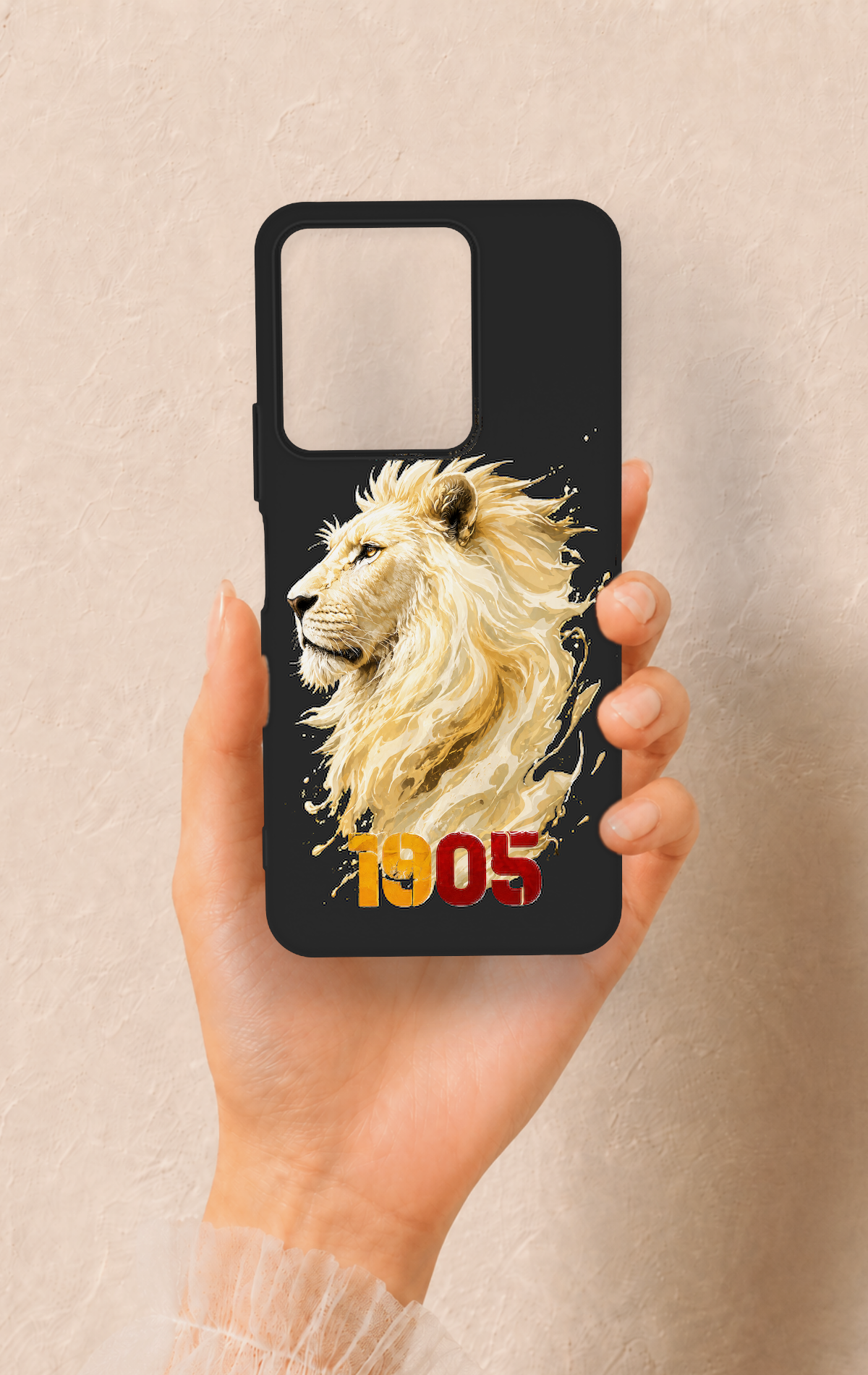 Vivo Y35 Uyumlu Sarı Kırmızı 1905 Aslan Desenli Silikon Kılıf