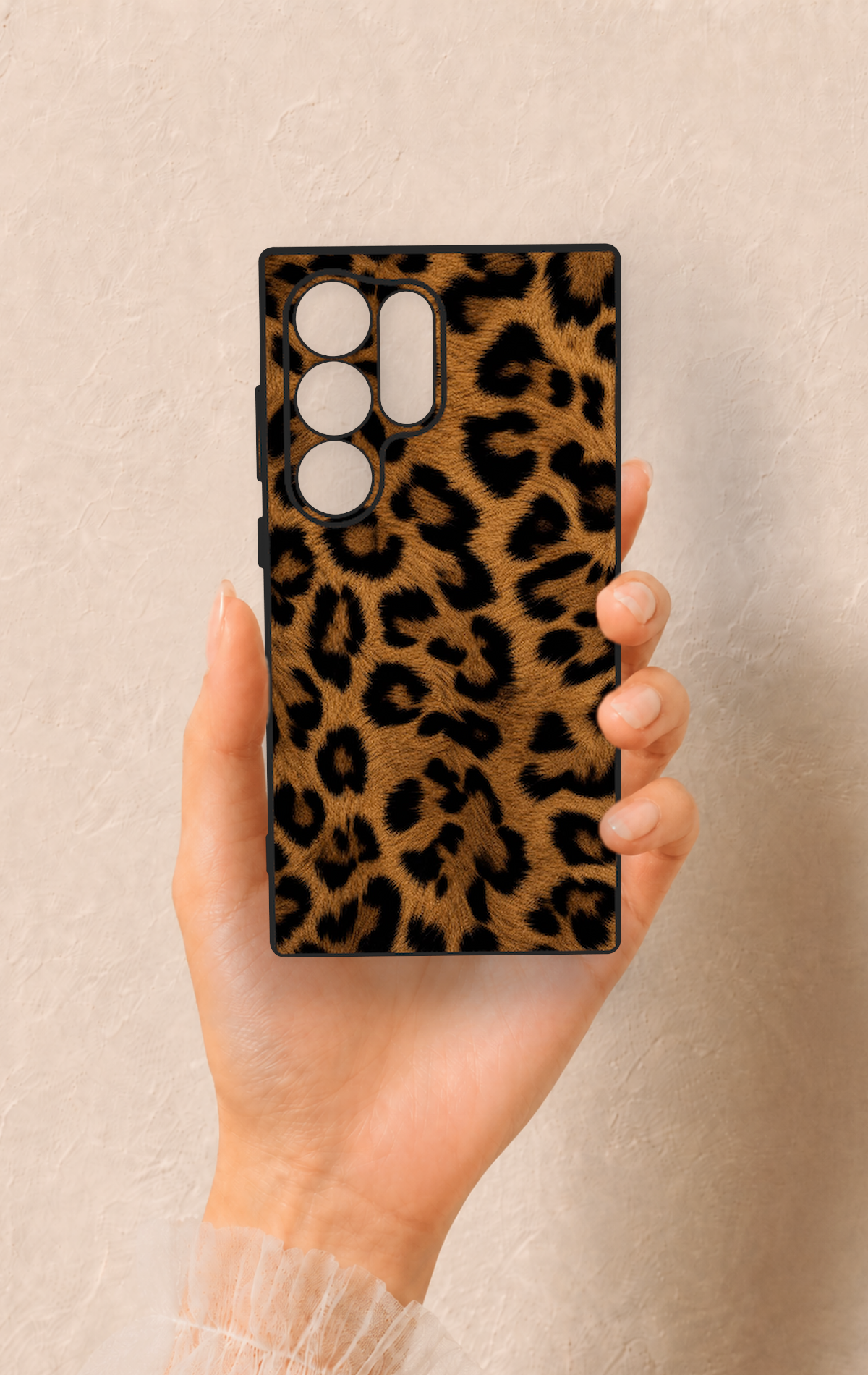 Samsung S24 Ultra Uyumlu Koyu Leopar Deri Desenli Silikon Kılıf