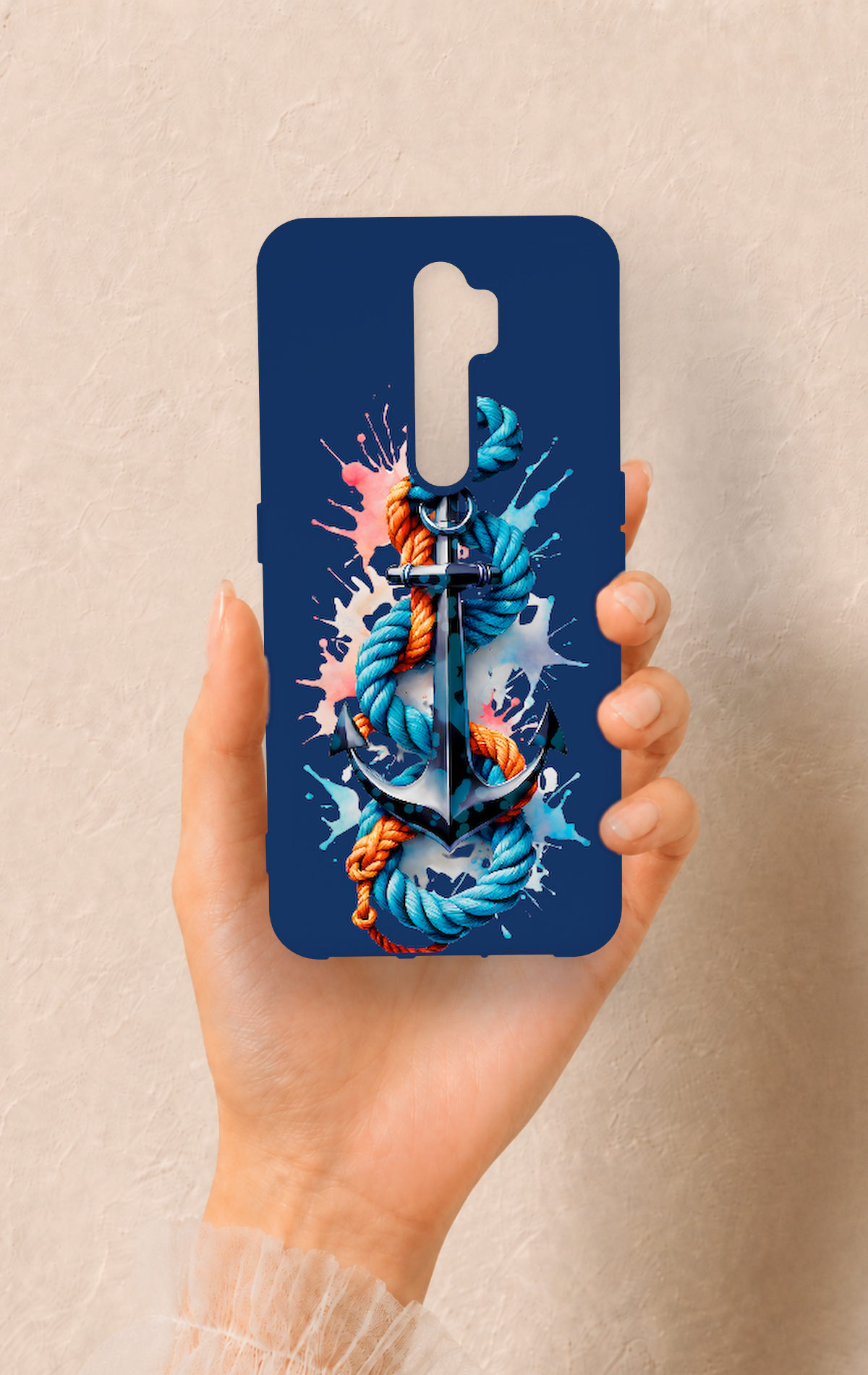 Oppo A5 2020 Uyumlu Anchor Desenli Silikon Kılıf
